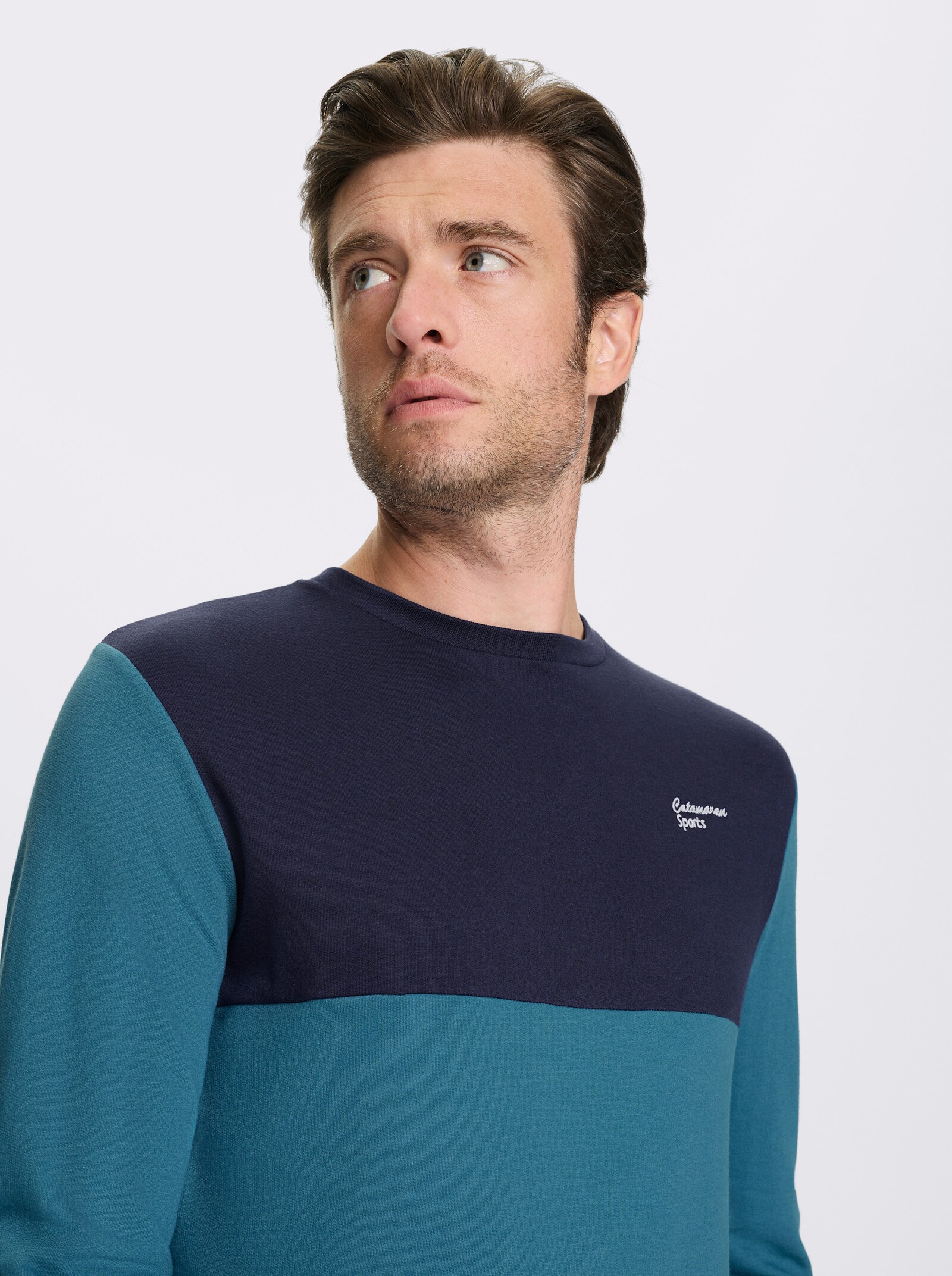Catamaran Sports Sweatshirt met contrastinzet - topaas