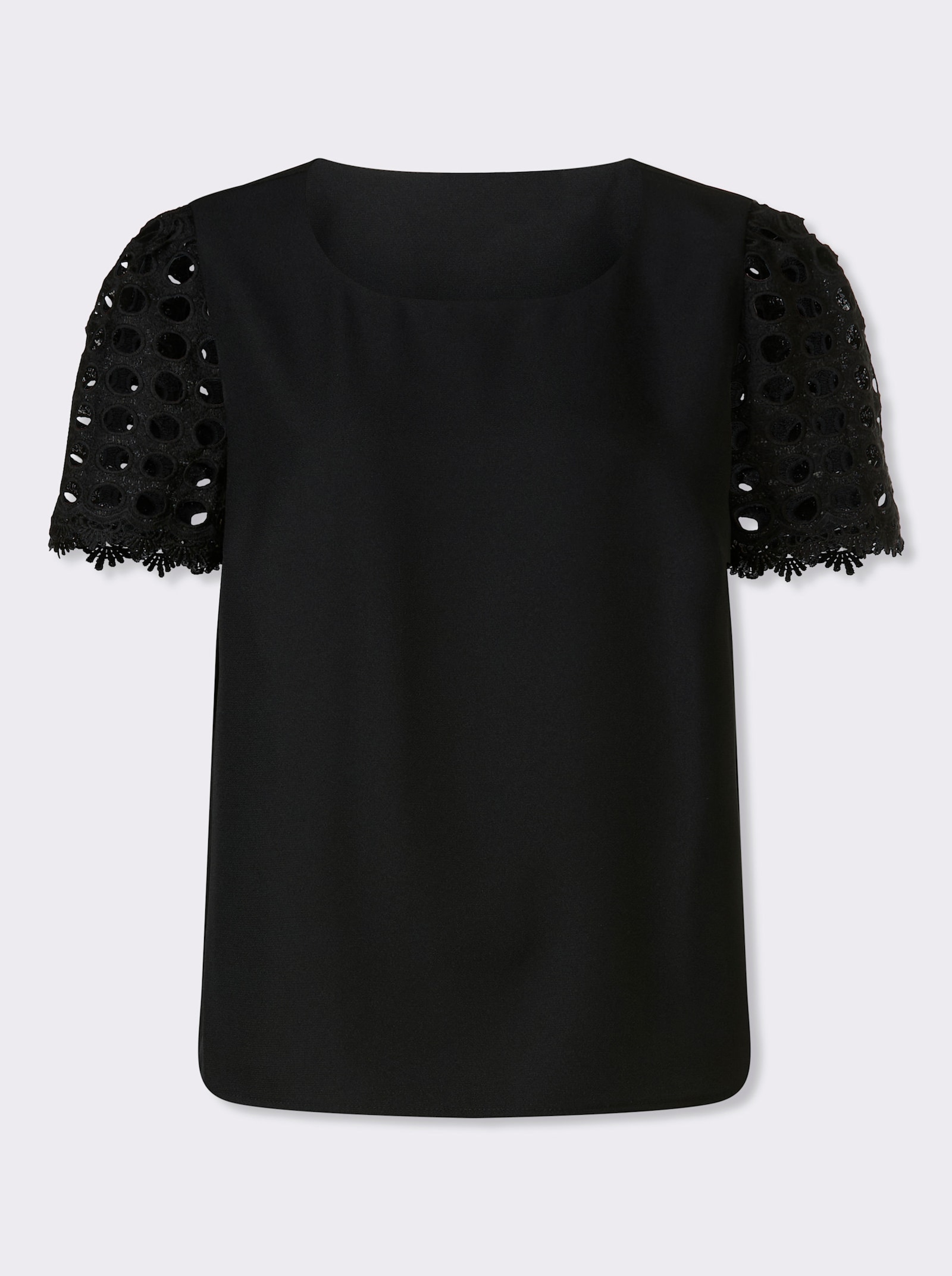 heine Schlupfbluse mit Ärmeln aus Spitze - schwarz