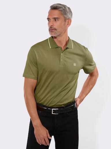 Poloshirt mit Kontrast-Details - oliv