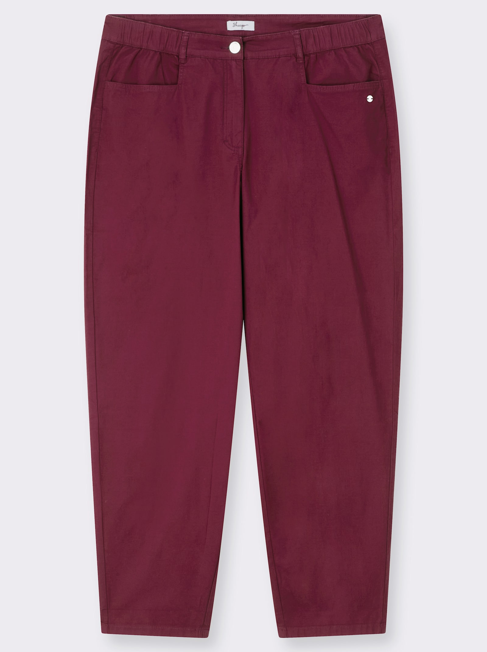 sheego Chinohose mit Ziertaschen hinten - bordeaux