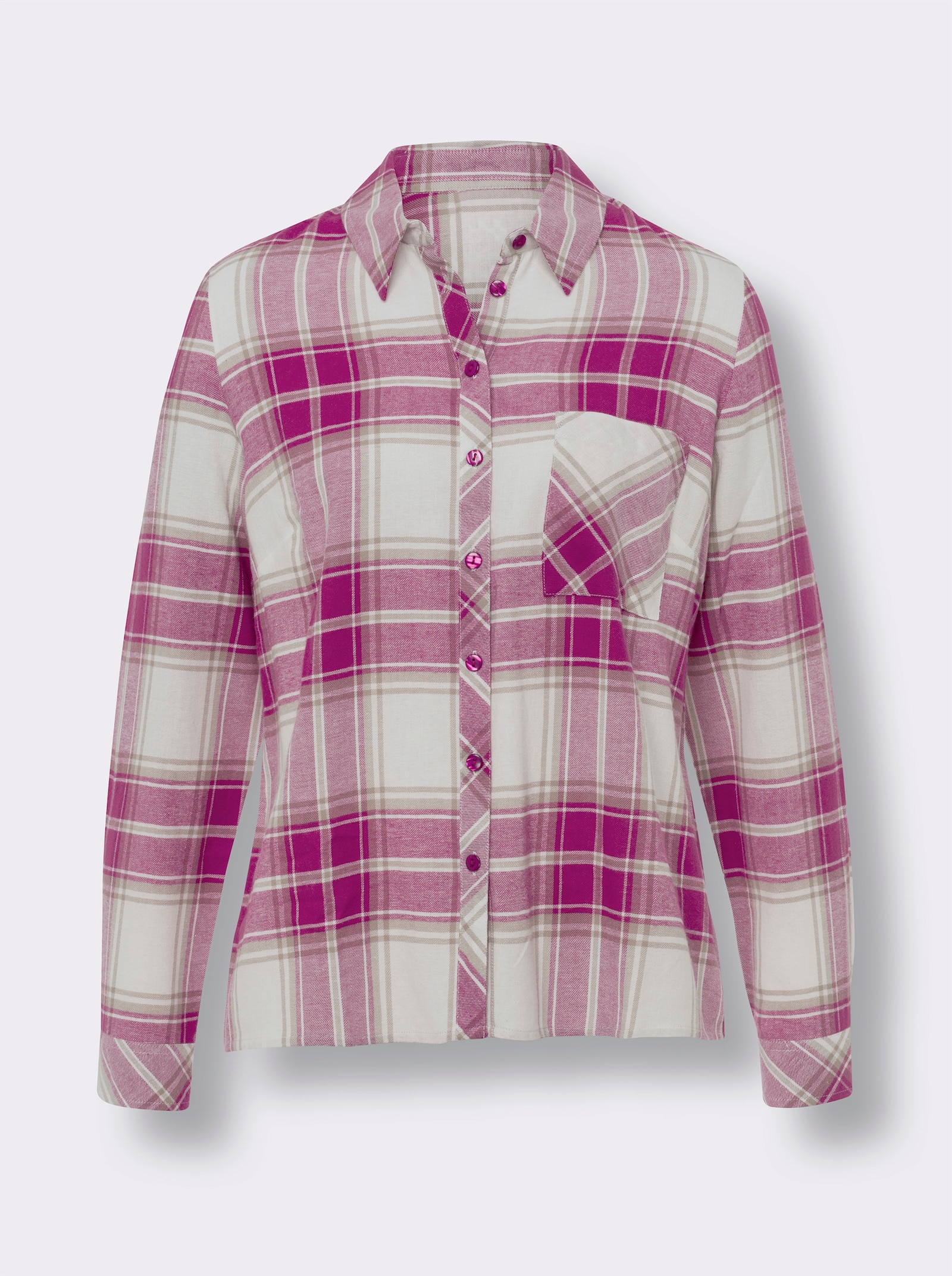 Flanellbluse mit Brusttasche - erika-ecru-kariert