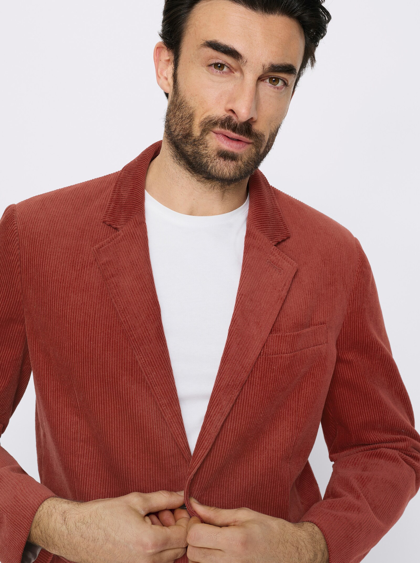 Marco Donati Sakko aus Cord, reine Baumwolle - rotbraun