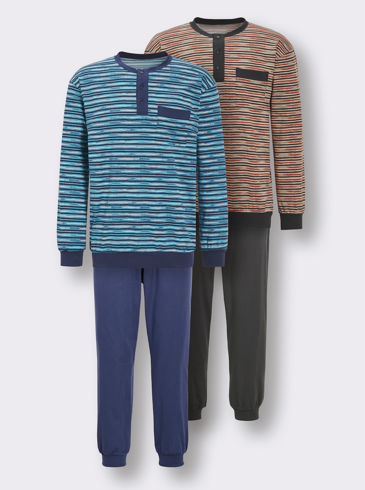 wäschepur men Pyjama's - blauw + naturel