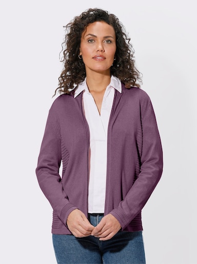 Strickjacke mit seitlichem Rippenstrick - violett