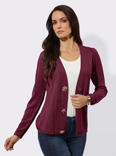Cardigan mit Druckknöpfen - bordeaux