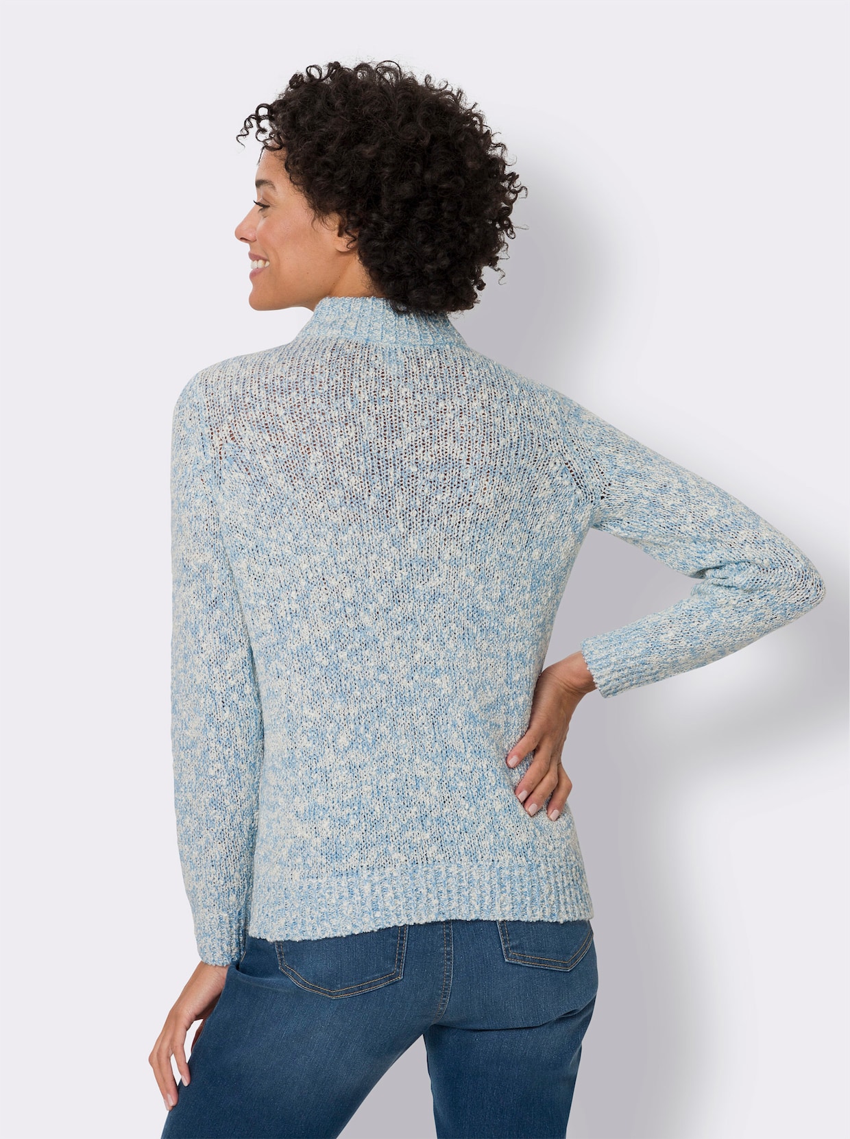 Strickpullover - himmelblau-meliert