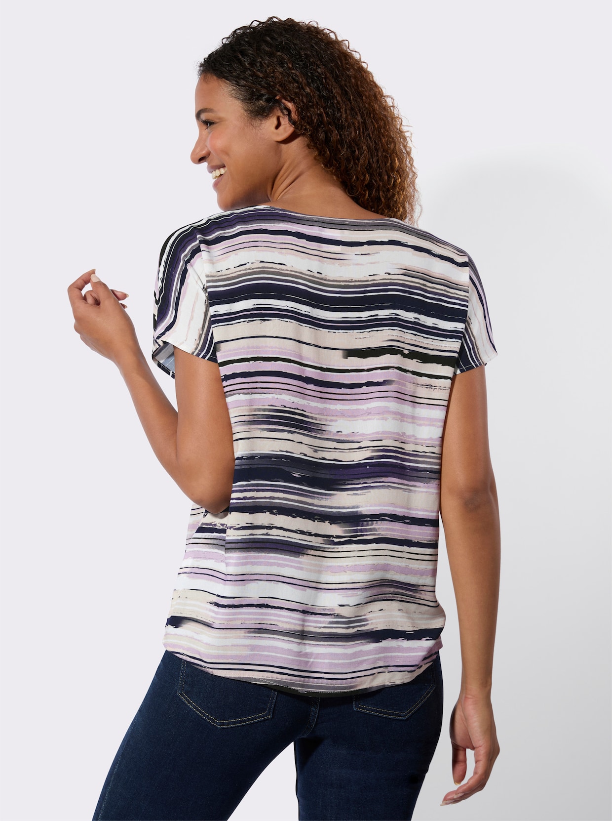 Druckbluse - rosé-weiß