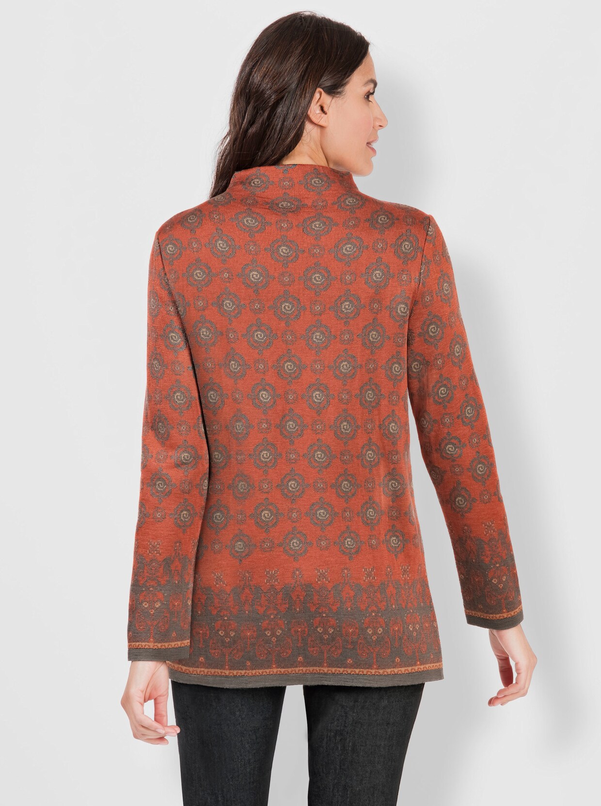 Jacquardpullover - terra-gemustert