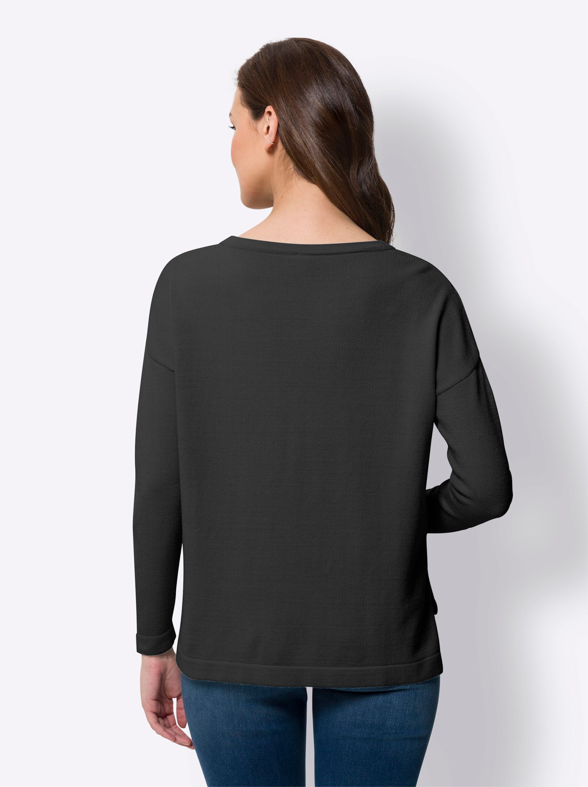 RUNDHALSAUSSCHNITT günstig Kaufen-Pullover in schwarz von heine. Pullover in schwarz von heine <![CDATA[Pullover Angenehm auf der Haut. Mit Effektgarn. Lässig geschnitten, mit Rundhalsausschnitt und Langarm.]]>. 