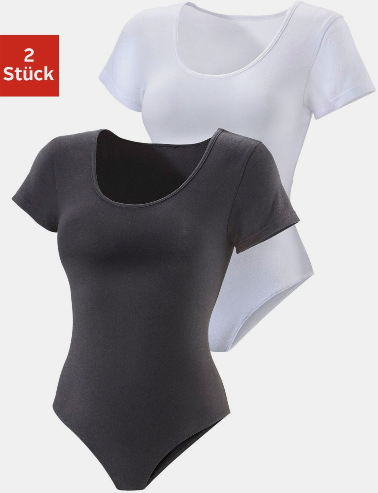 Vivance T-shirt-body - zwart, wit