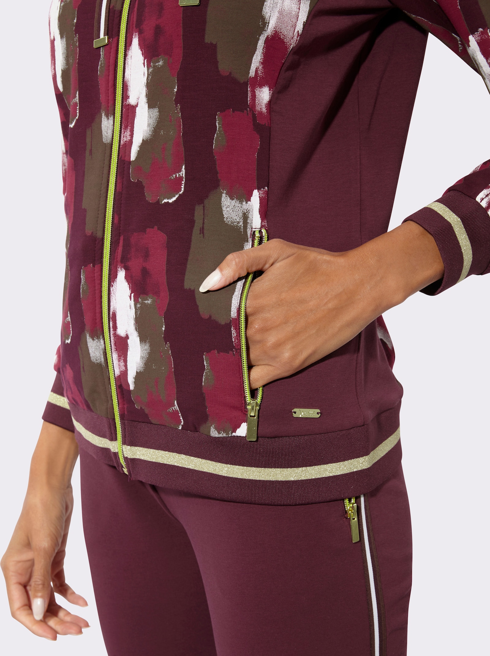 feel good Jacke - burgund-ecru-bedruckt