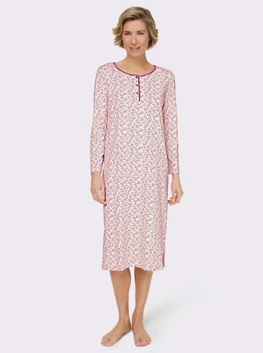 wäschepur Nachthemden mit Seitenschlitzen - champagner-bedruckt + hellrosé-bedruckt