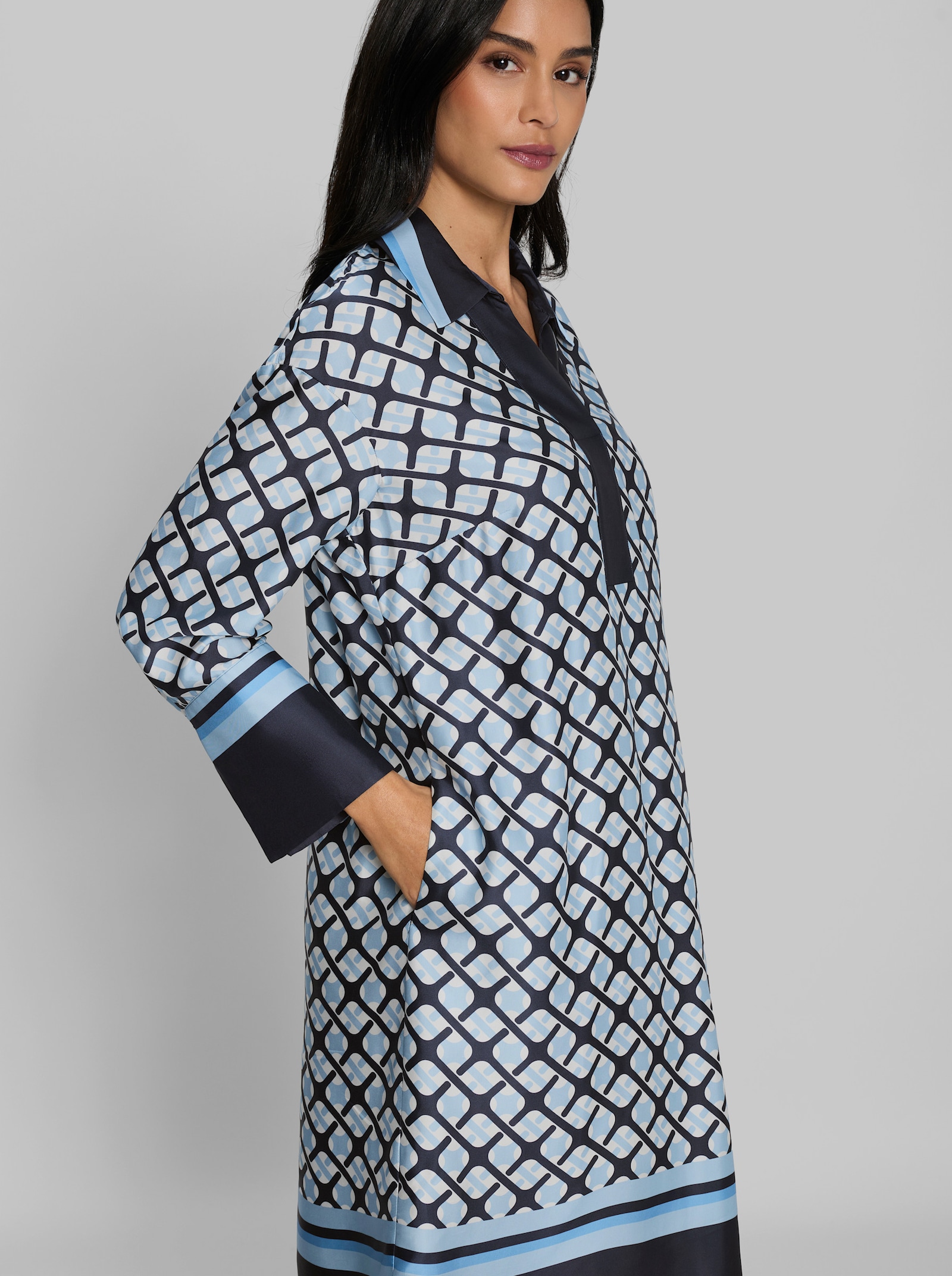 heine Druckkleid mit Hemdkragen - marine-ecru-bedruckt