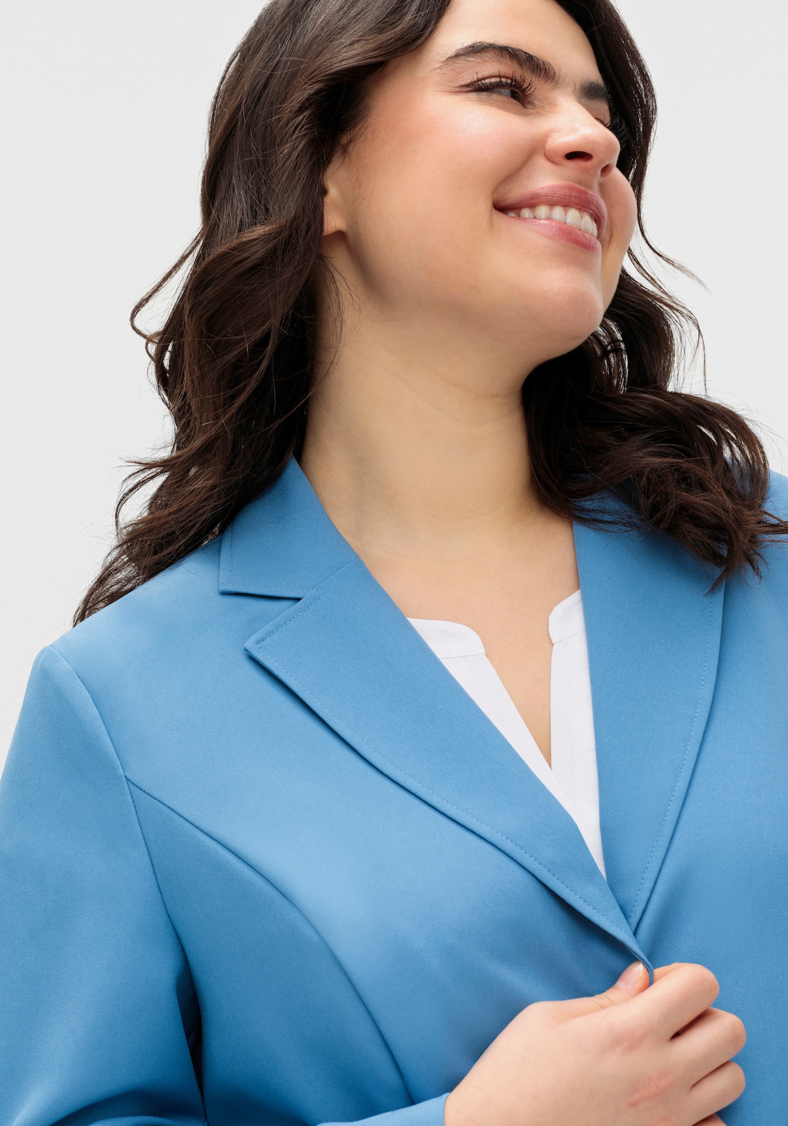 Blusenblazer mit Wiener Nähten - mittelblau