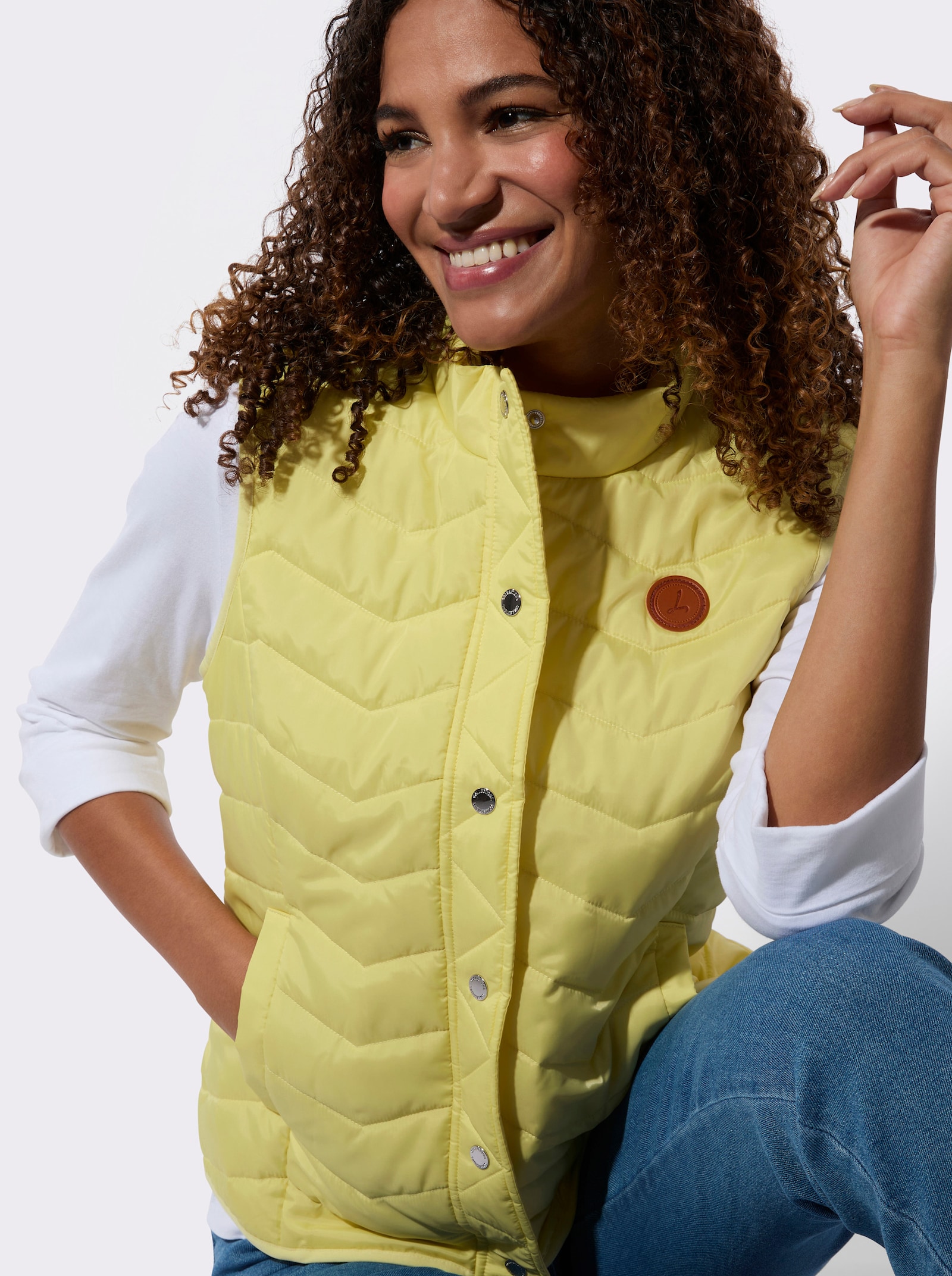 Steppweste im Zickzack-Muster - zitrone