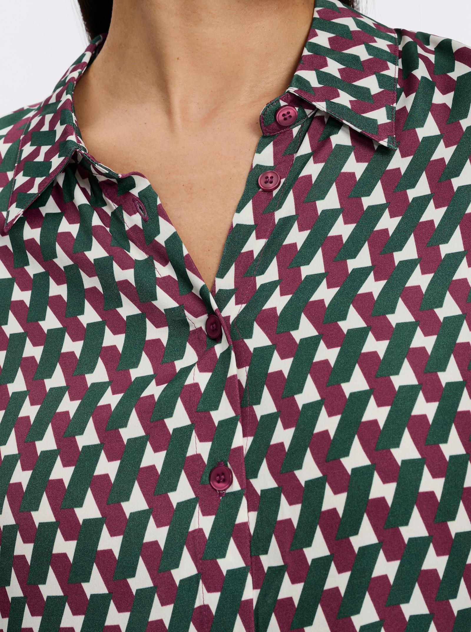 heine Hemdbluse mit Rückenfalte - bordeaux-moos-bedruckt