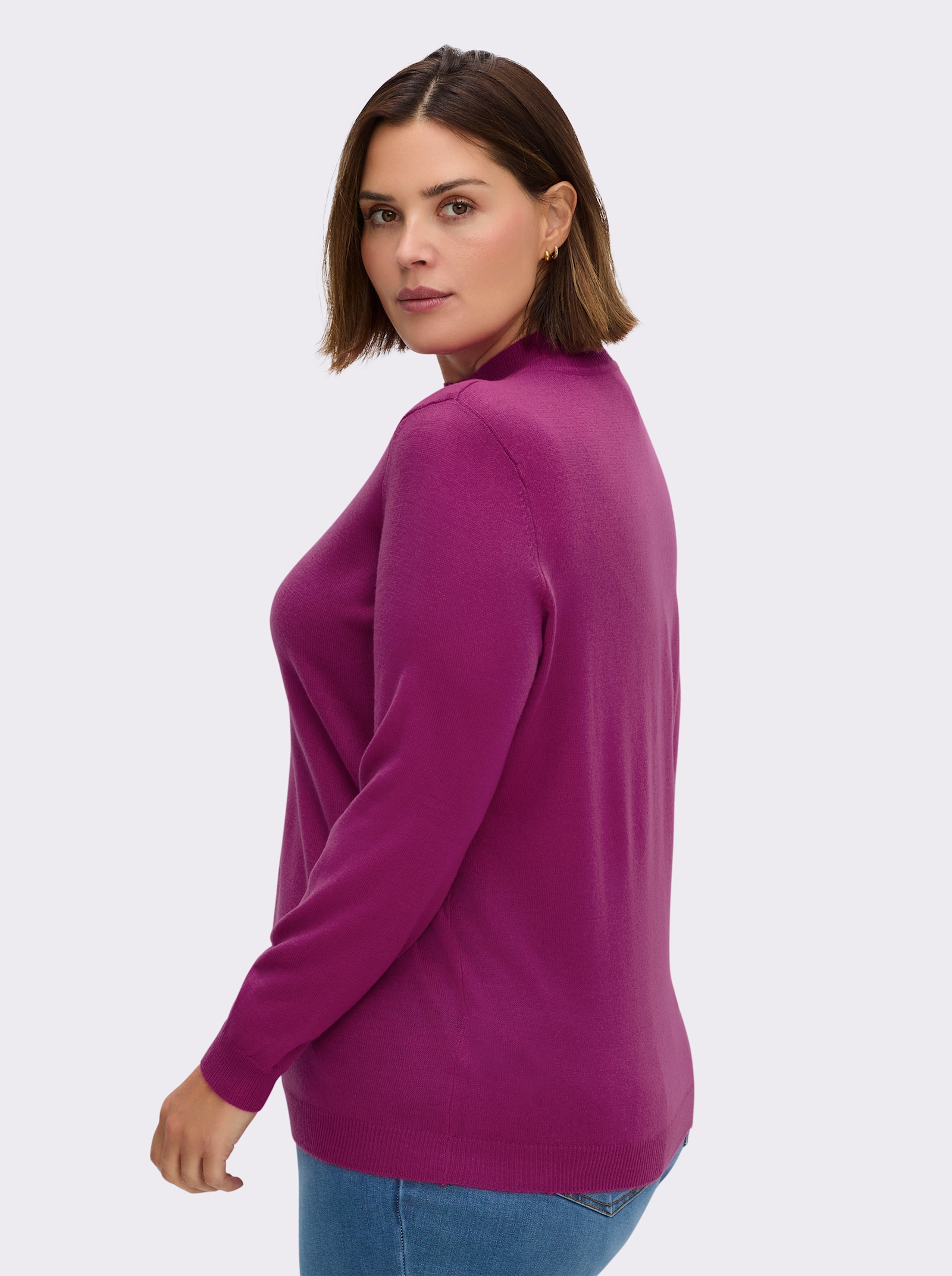 Stehkragenpullover weich wie Kaschmir - magenta