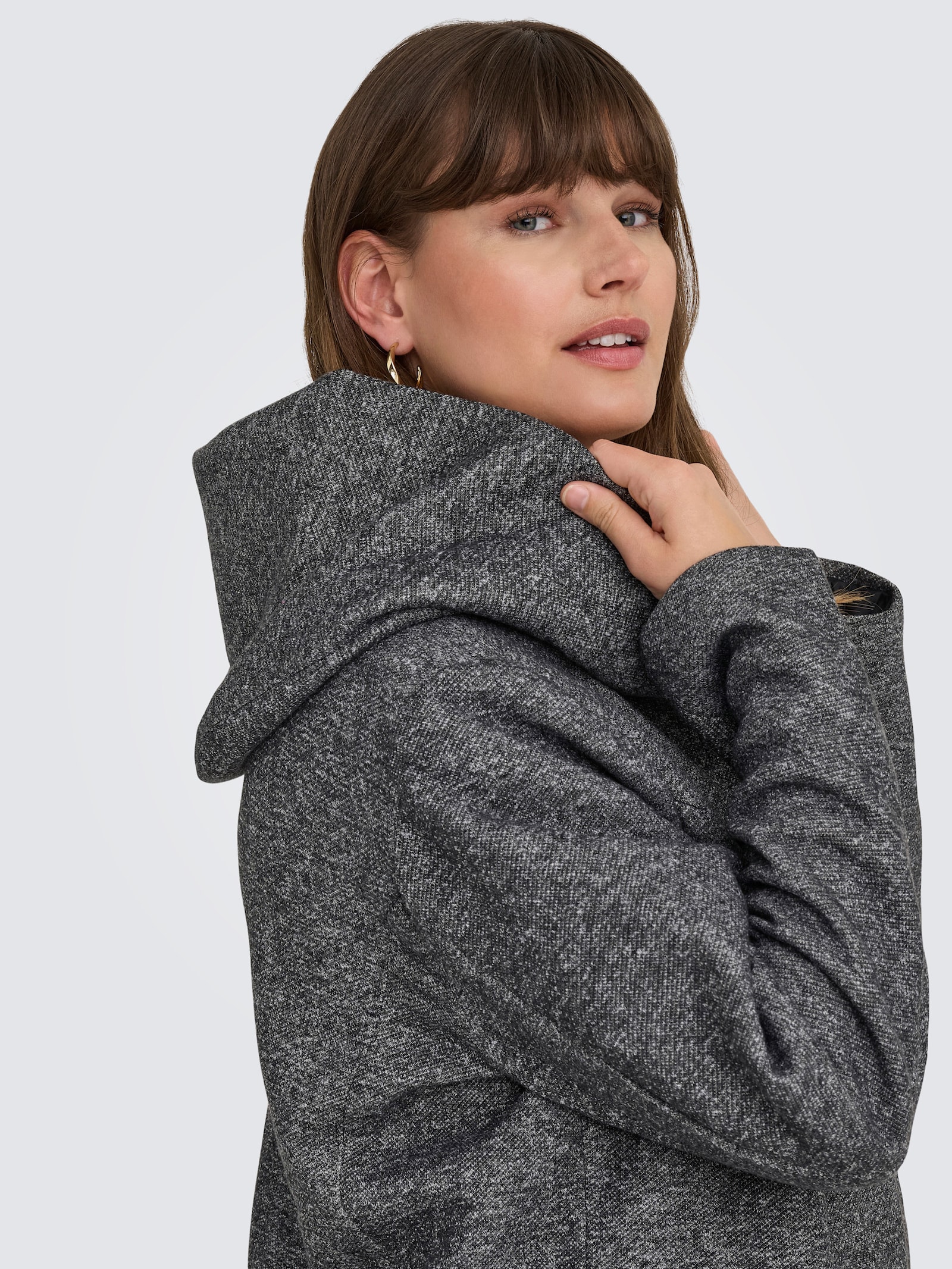 ONLY CARMAKOMA Kurzmantel - dark grey melange