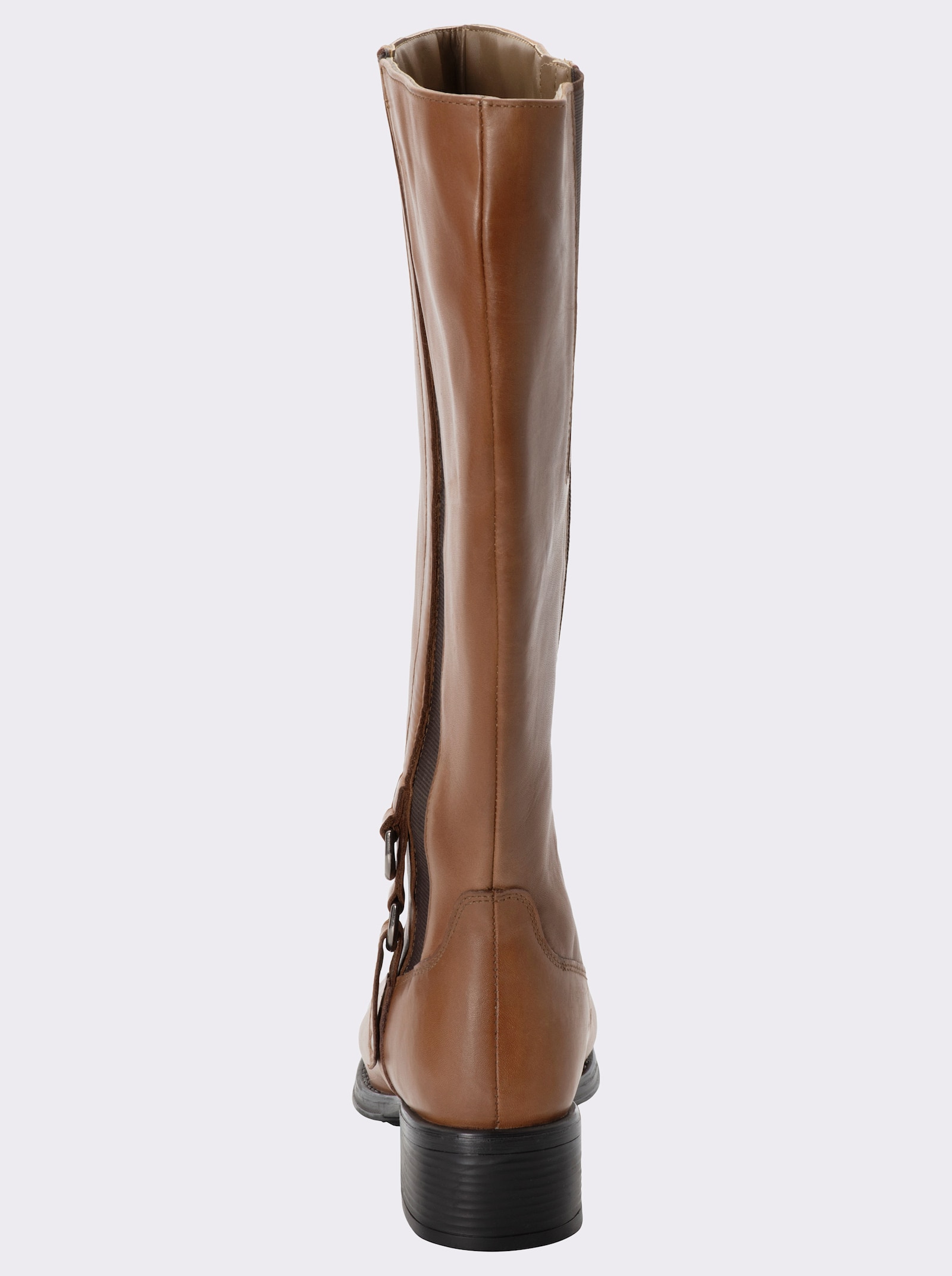 sheego Weitschaftstiefel mit Stretcheinsatz - cognac