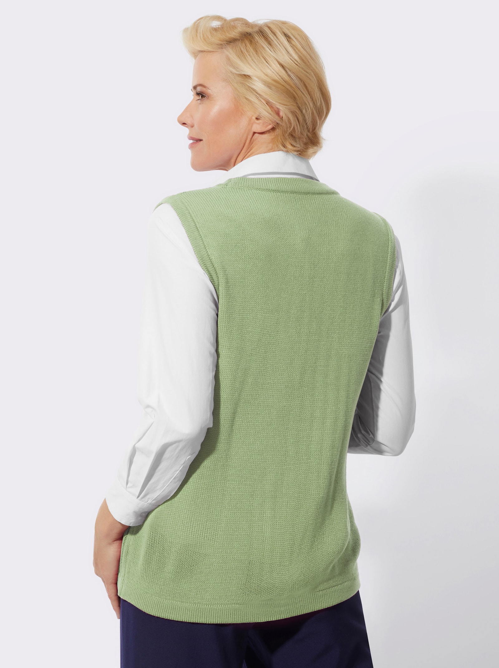 Strickweste mit Zopfmuster - eucalyptus