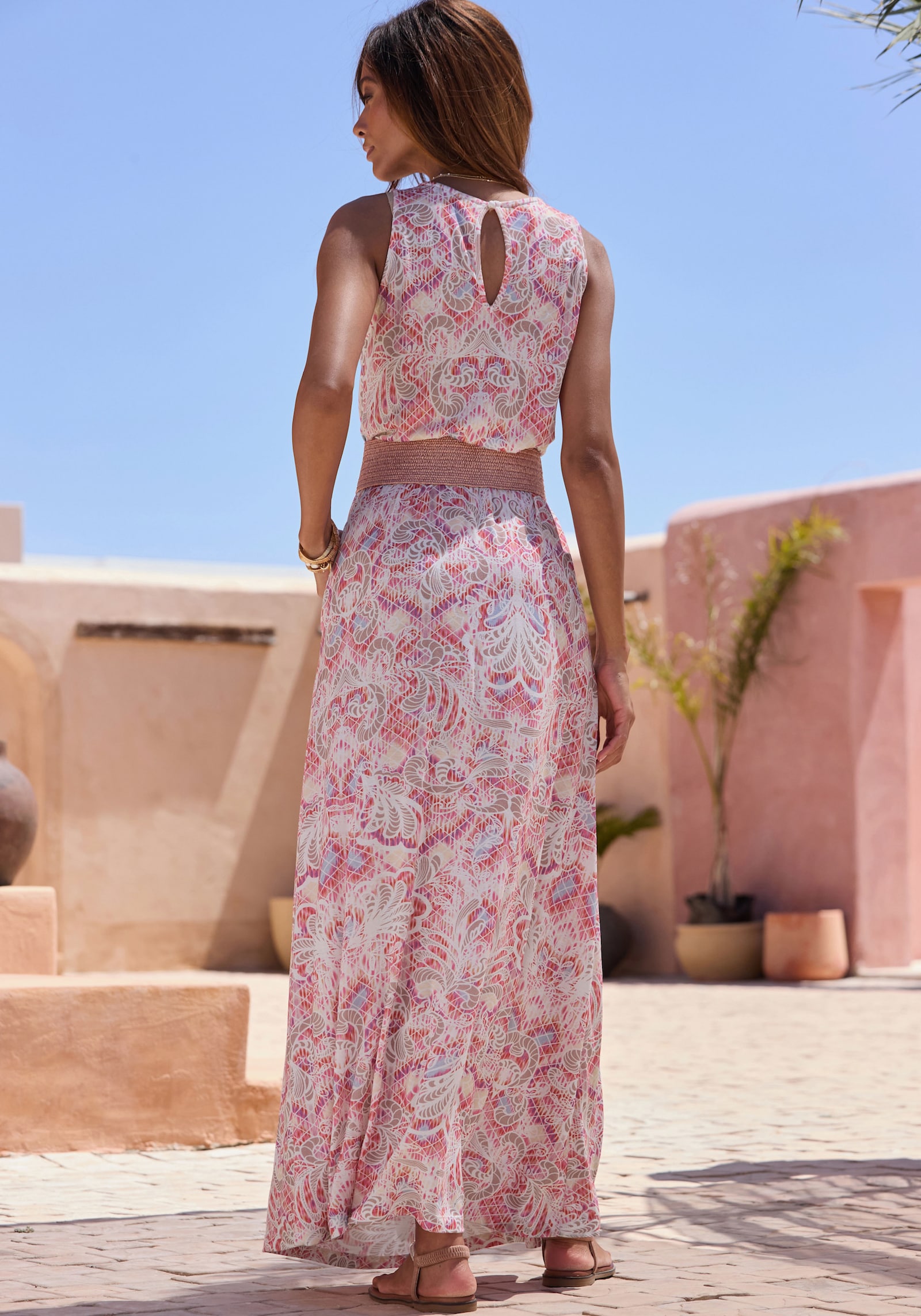 Buffalo Maxikleid - creme-pink bedruckt