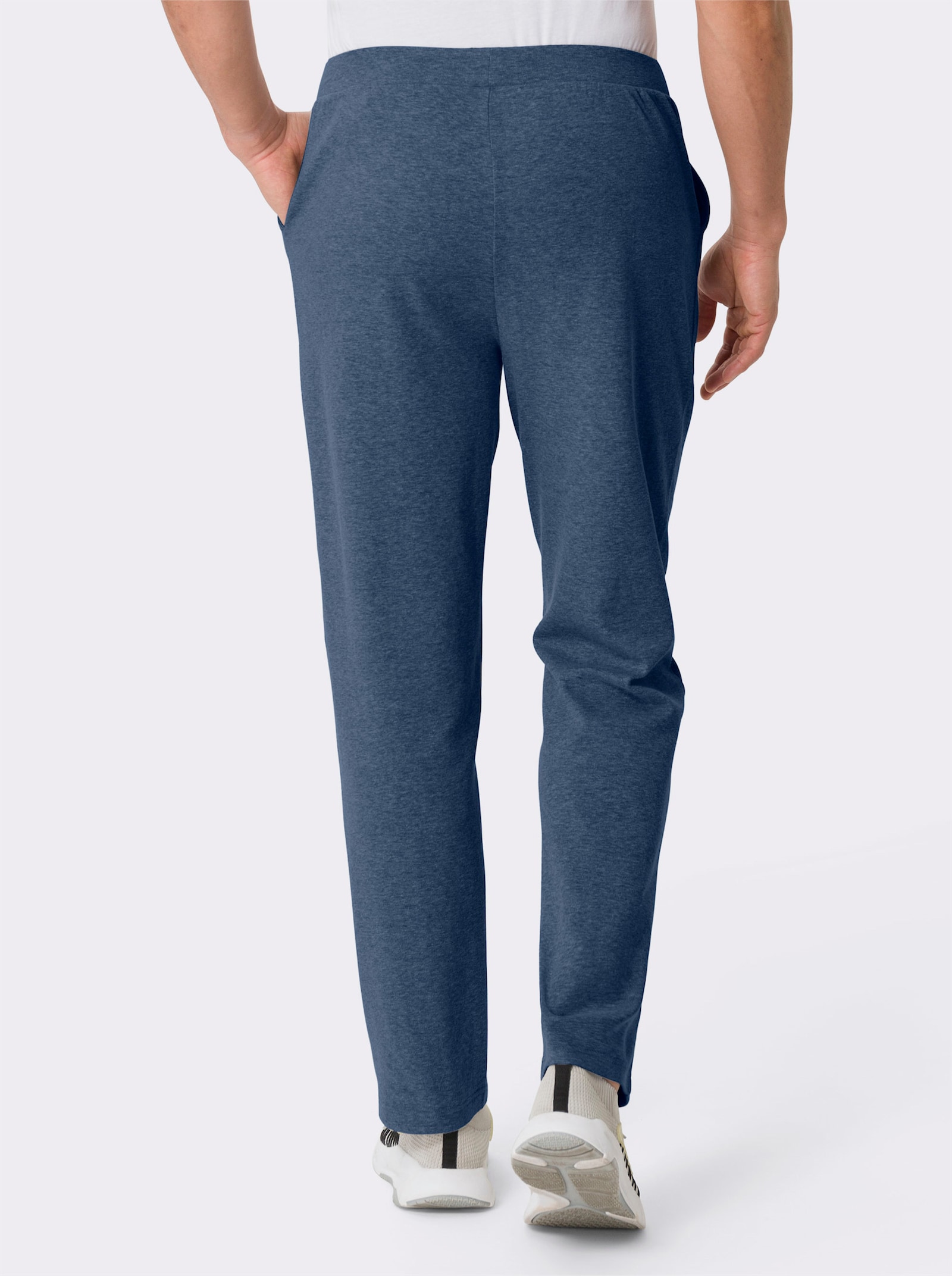 Kalhoty pro volný čas melanžového vzhledu - džínová modrá-melír