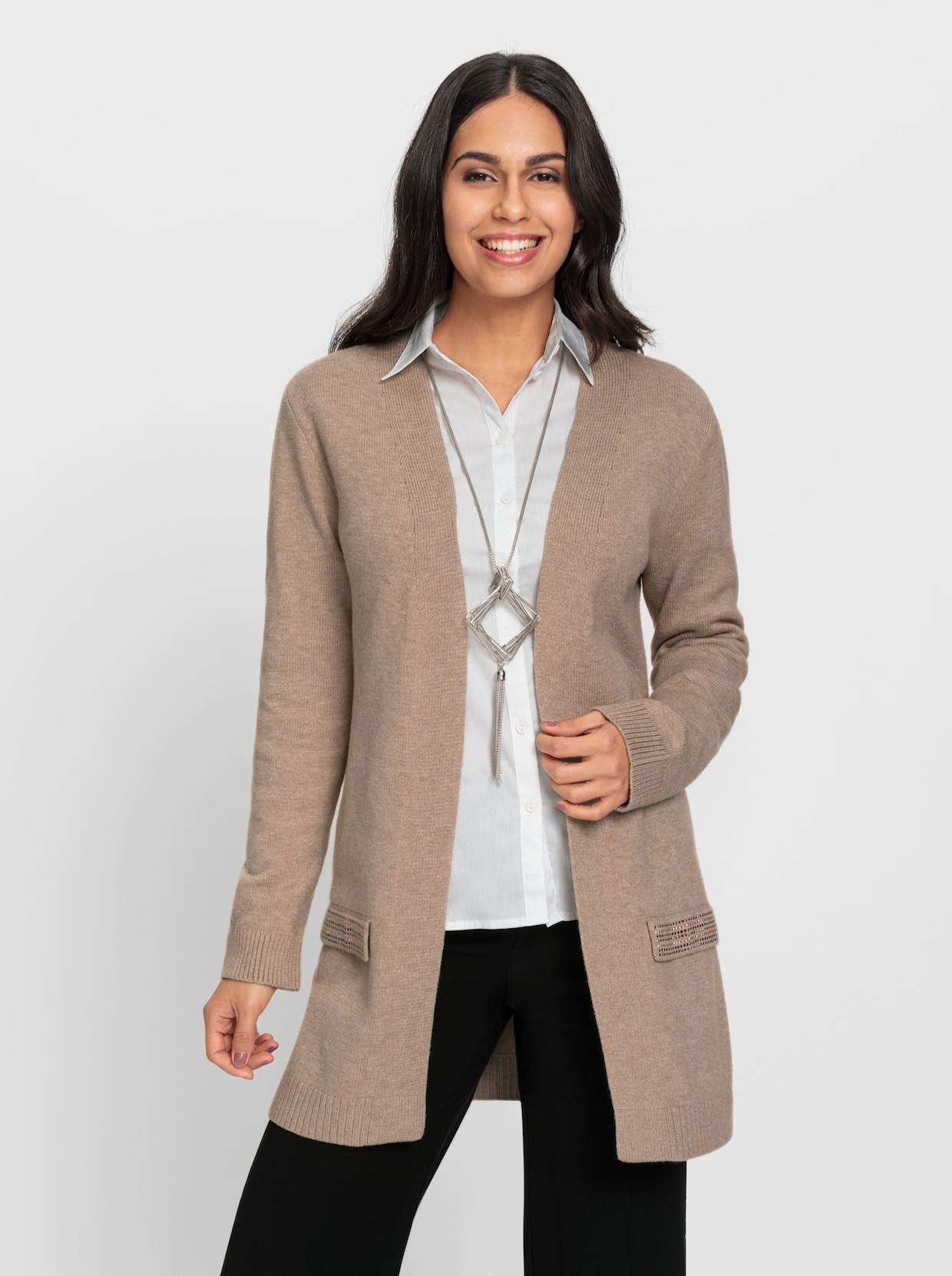 Longstrickjacke - camel