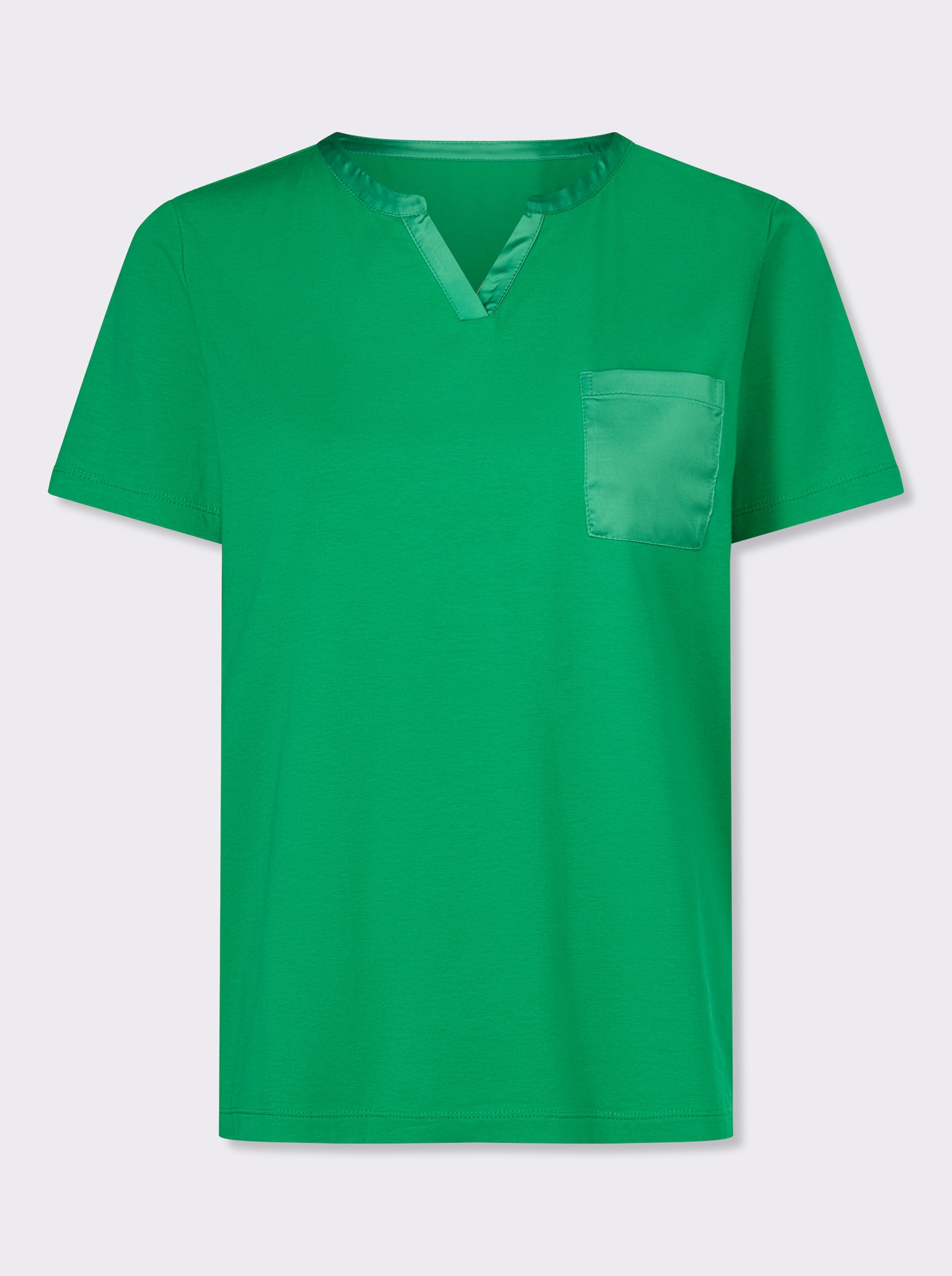 heine Kurzarmshirt mit Satin-Details - grasgrün