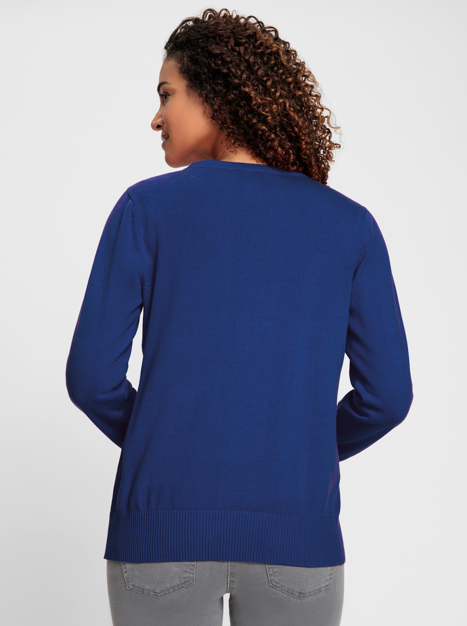 Strickjacke mit V-Ausschnitt - royalblau