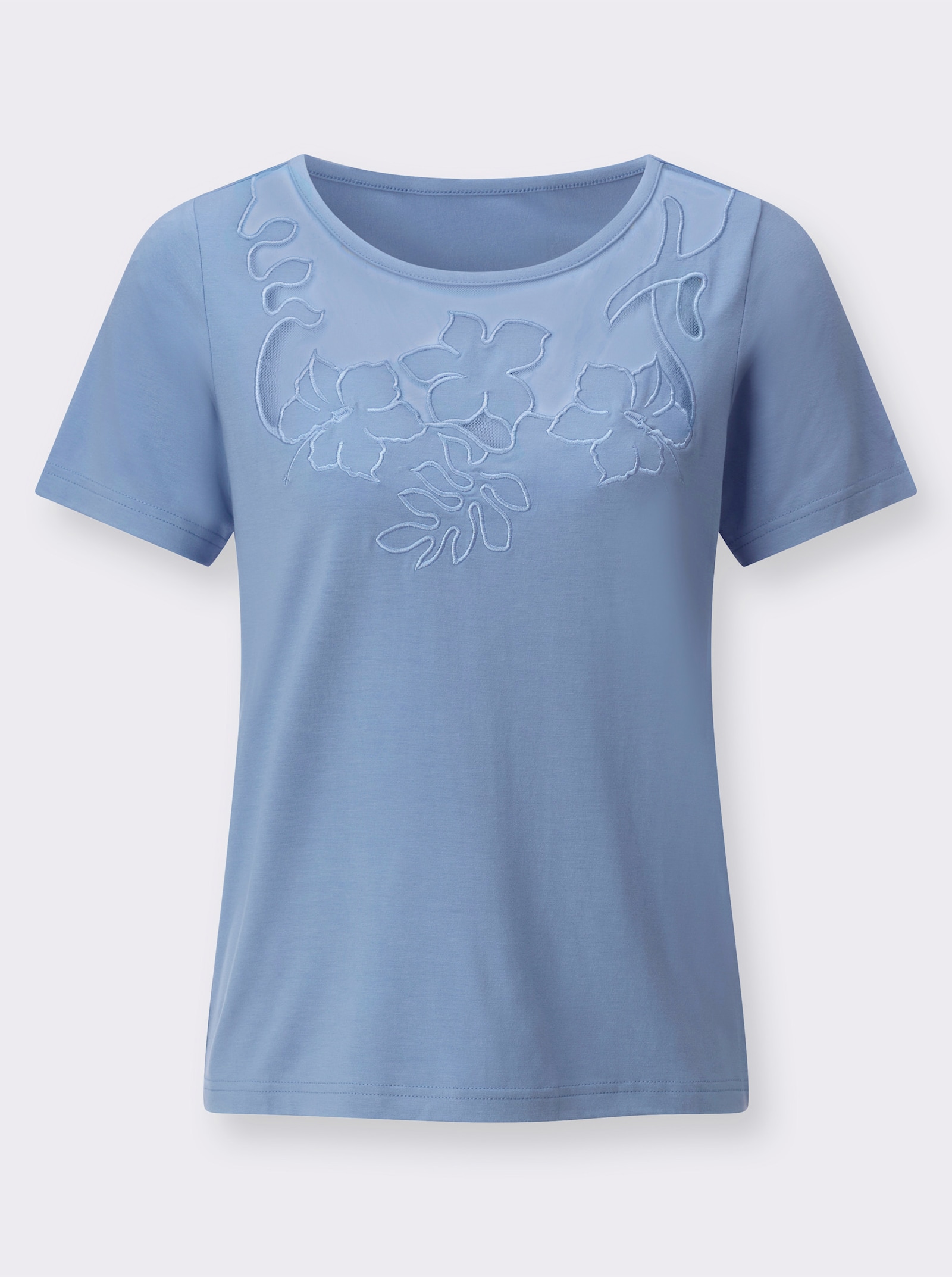 Kurzarmshirt mit Mesh-Einsätzen - bleu