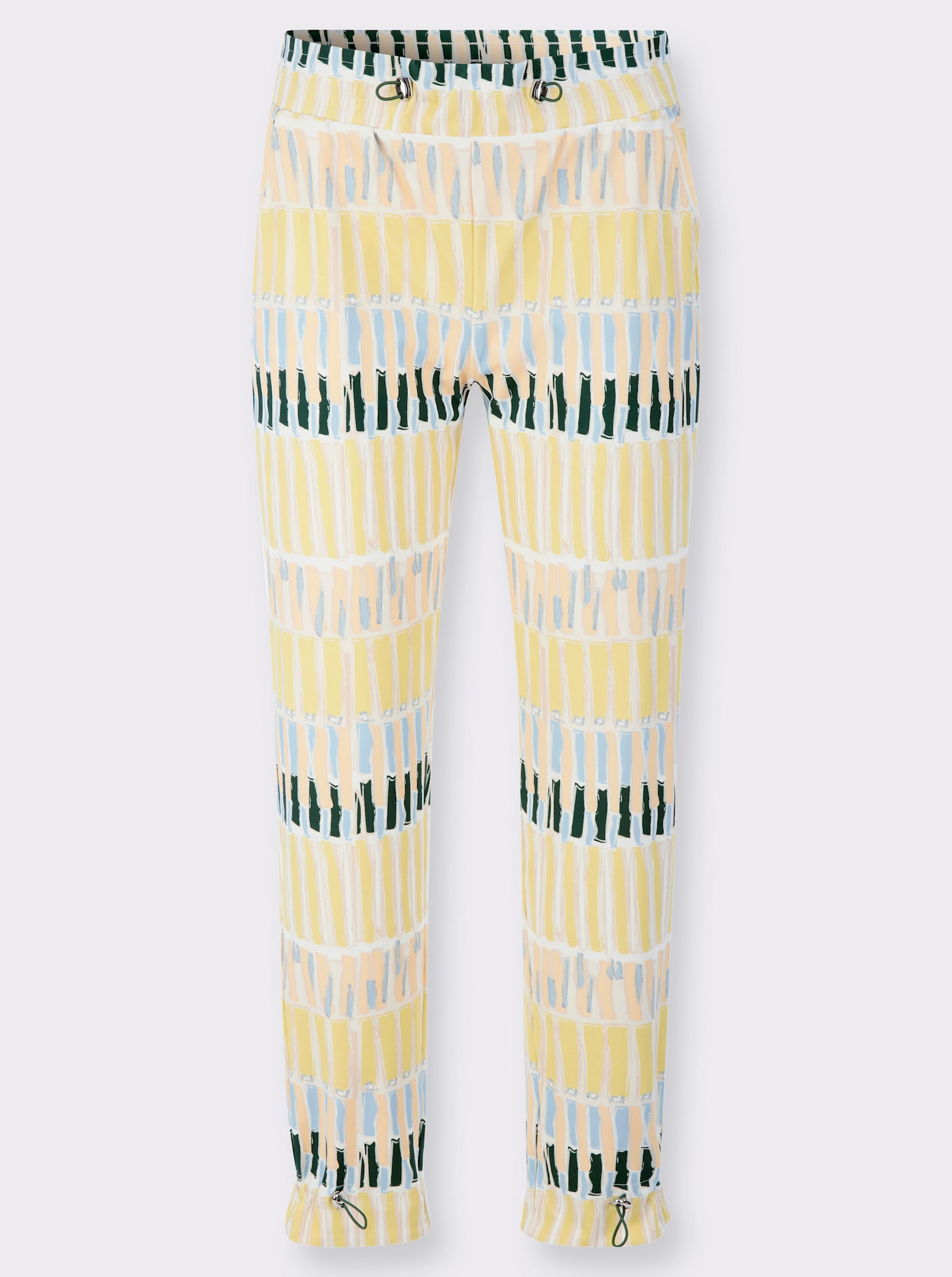 Jogpants van comfortabele jersey-stretchstof - ecru/mos bedrukt