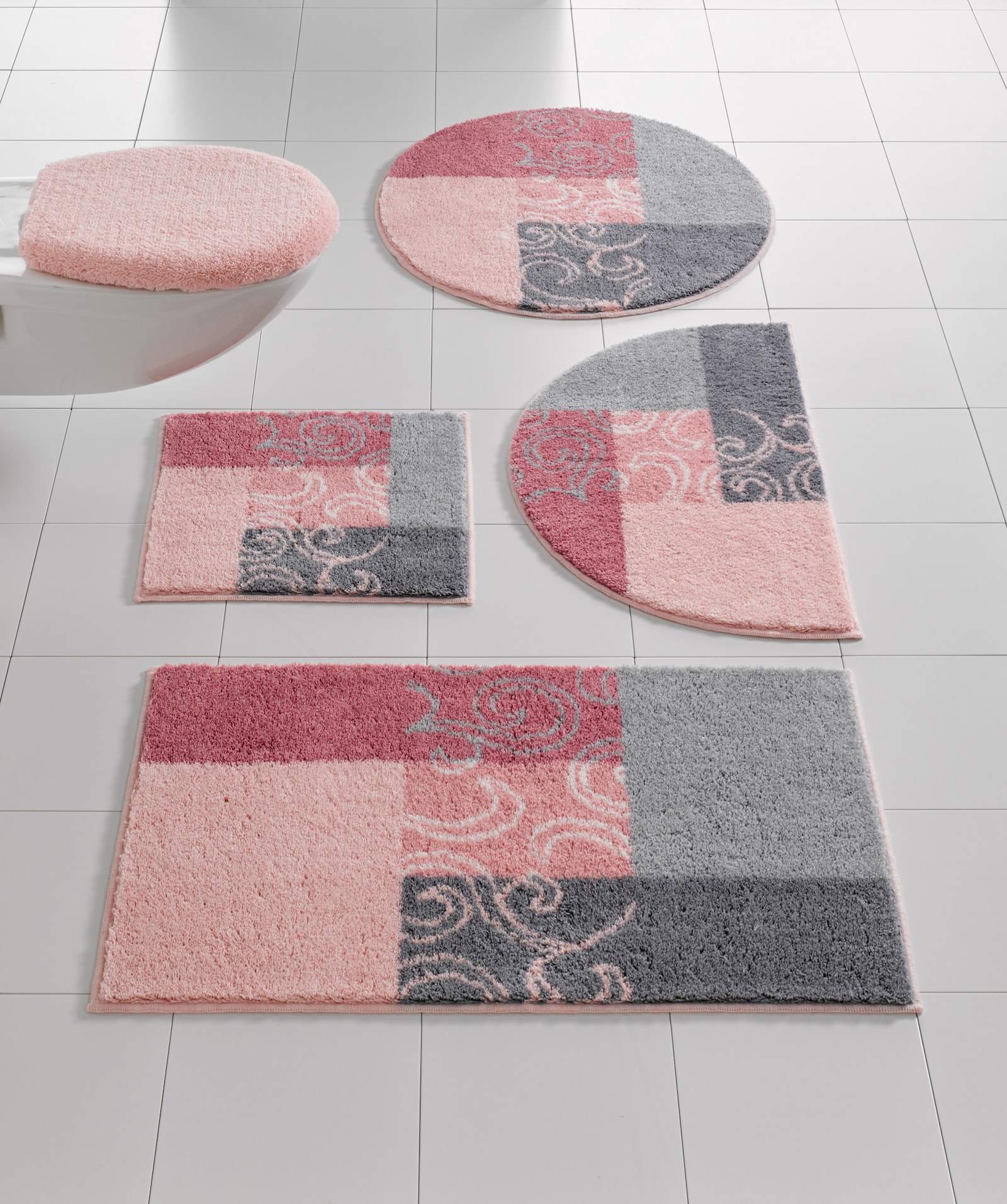 Grund Badgarnitur - grau-rosé