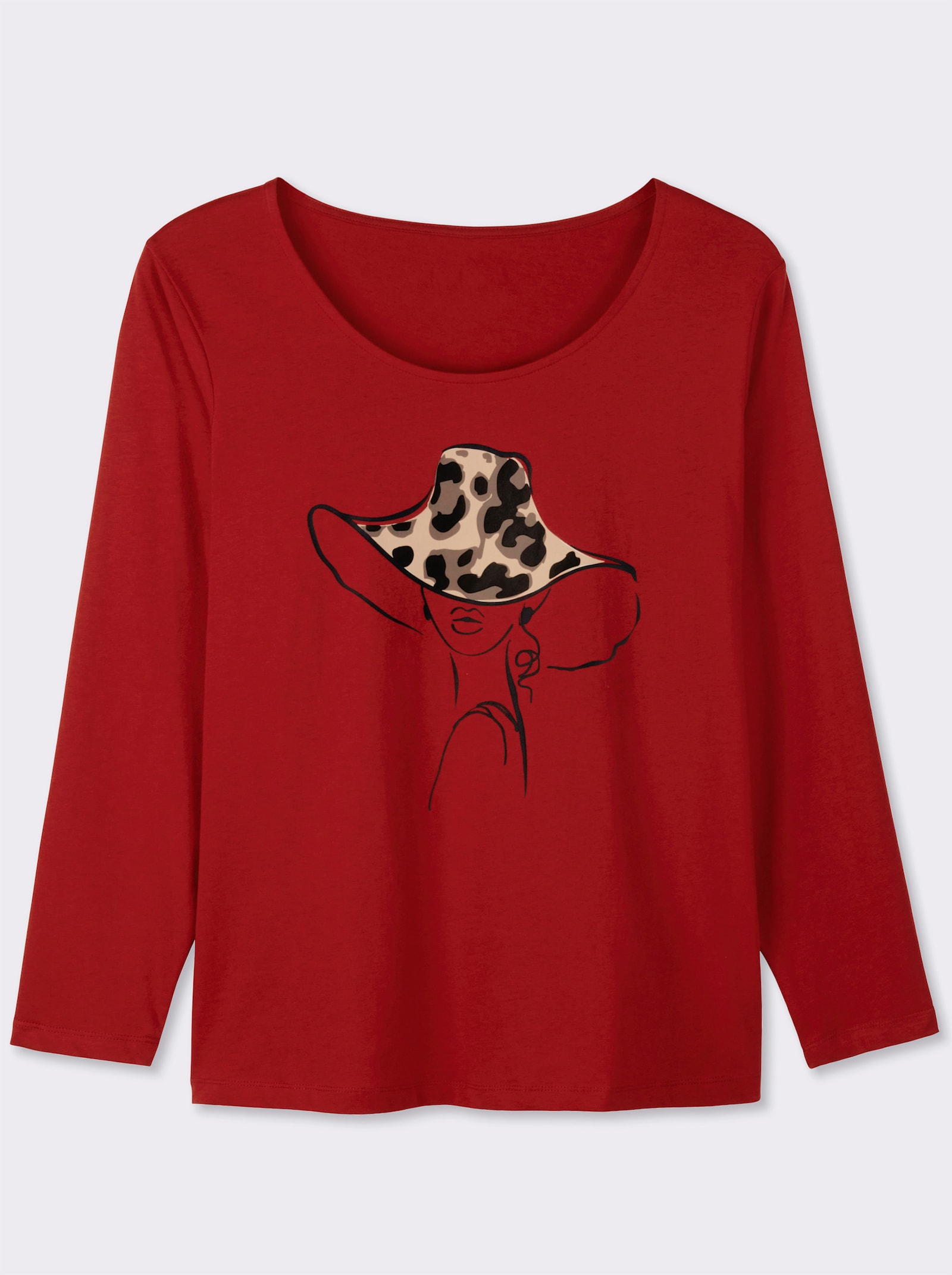 Langarmshirt mit Druck vorne - kirsche