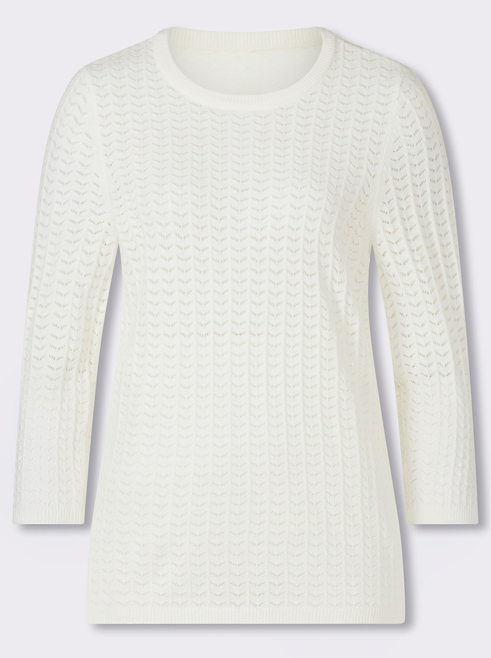 Pullover met 3/4-mouwen en ajourpatroon - ecru