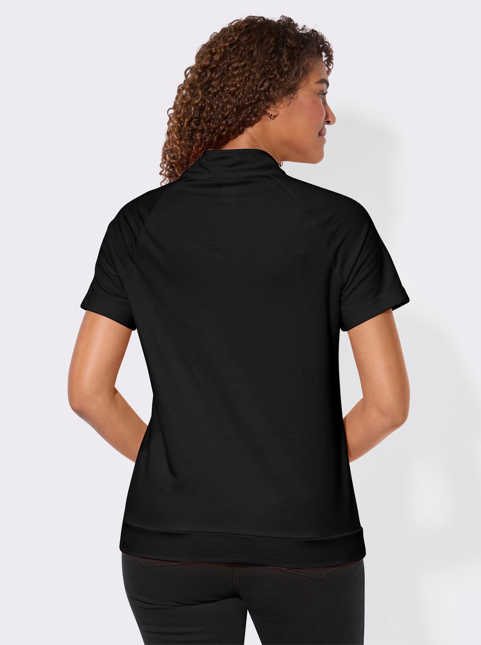 Sweatshirt mit überschnittenen Schultern - schwarz