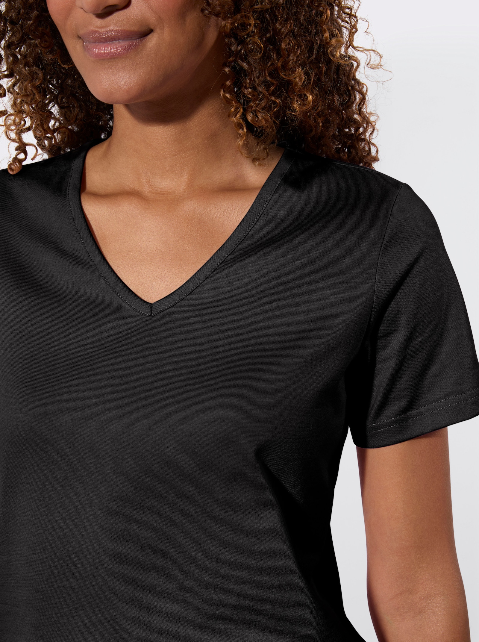 Kurzarmshirt im 2er-Pack - schwarz + ecru