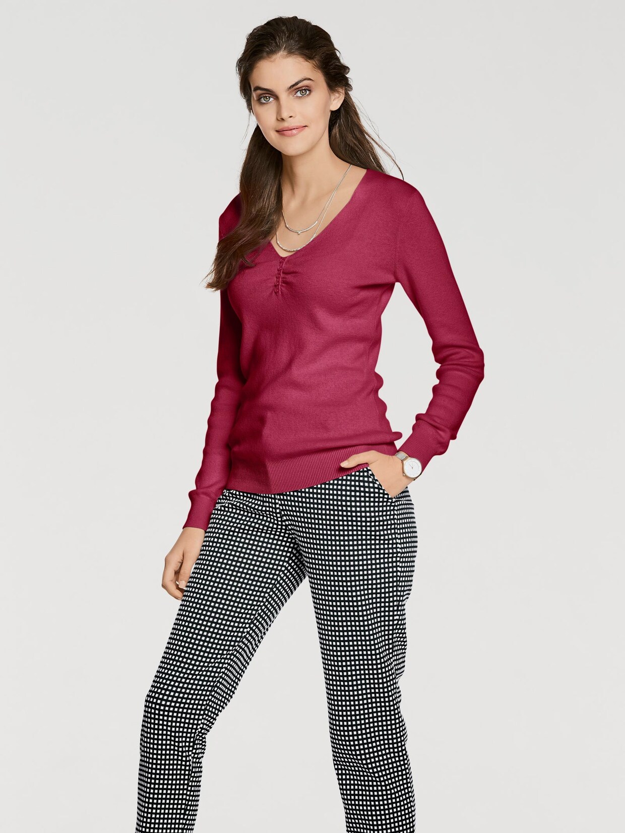 Ashley Brooke Feinstrickpullover - rot