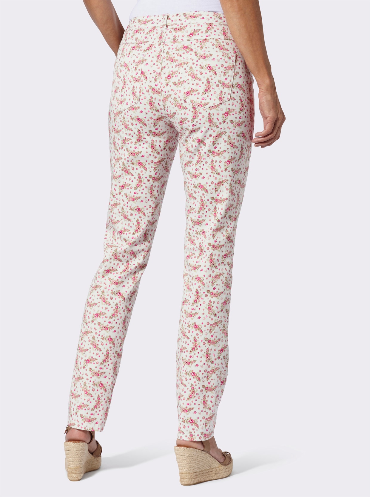 Jeans - ecru-rosenholz-bedruckt