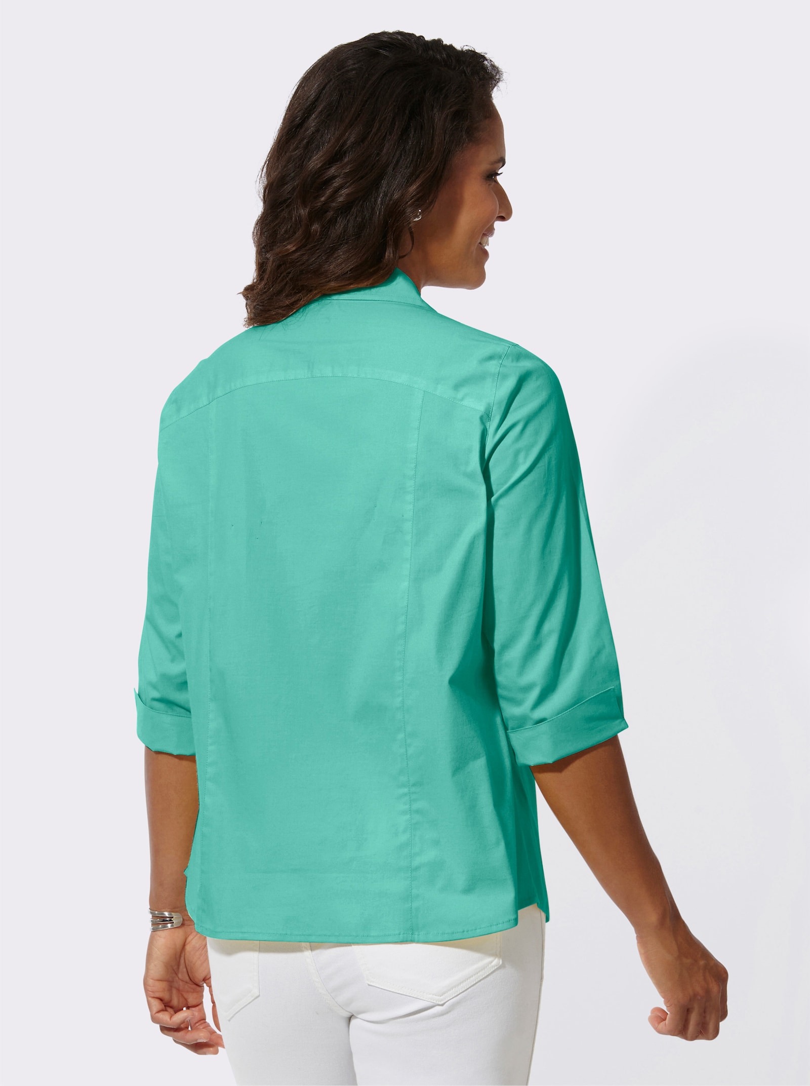 Blusenjacken mit Biesen-Verzierung - blaugrün