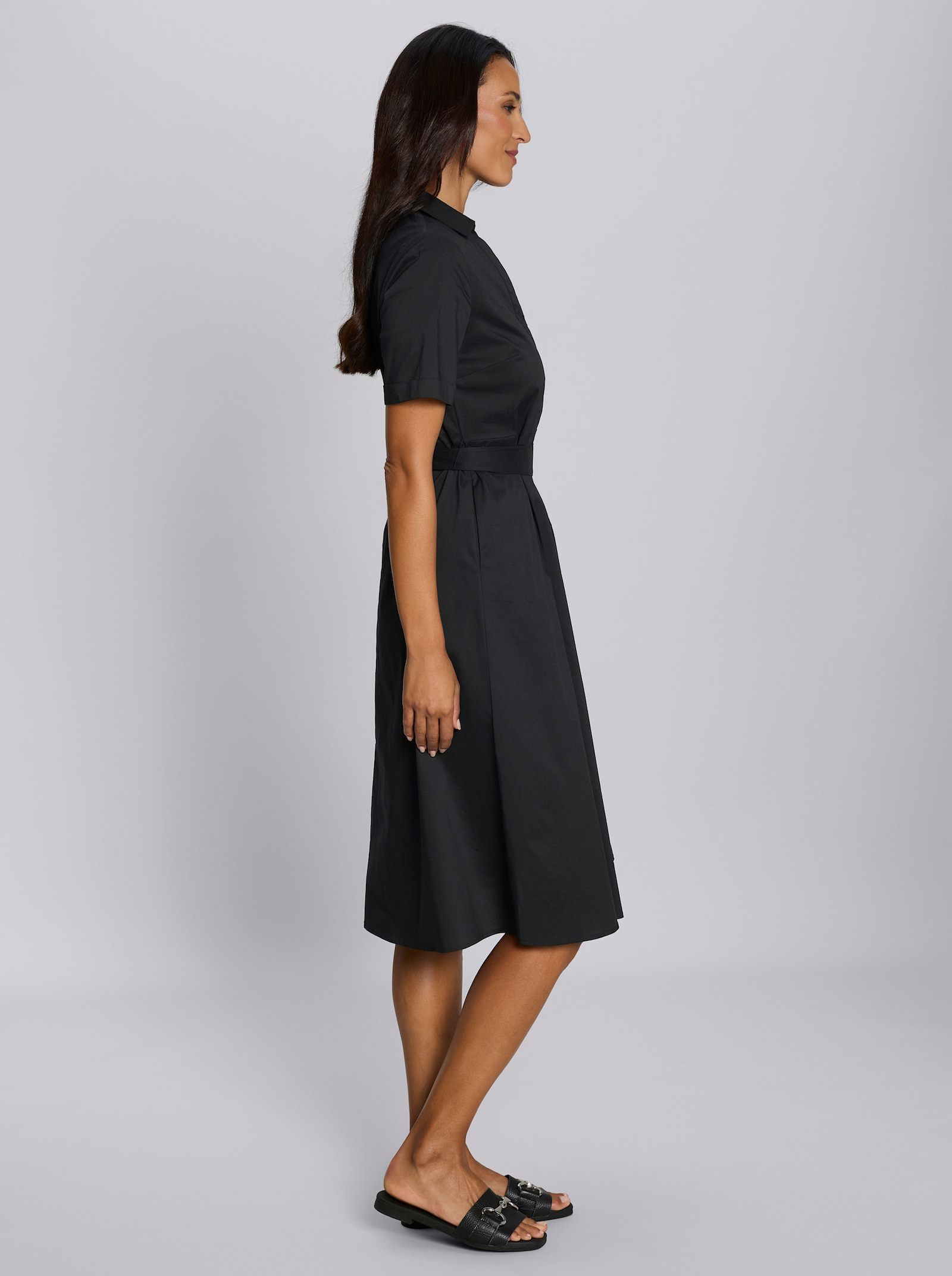 heine Hemdblusenkleid mit Gürtel - schwarz