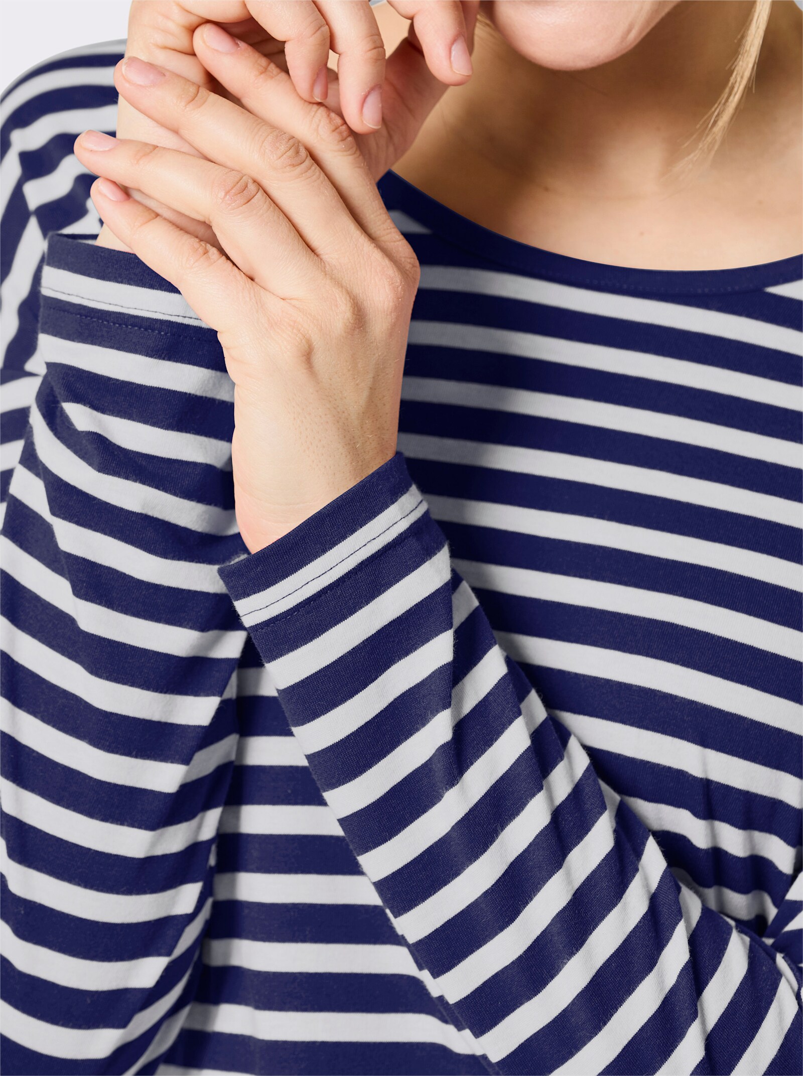 Langarmshirt mit Ringelmuster - marine-weiß-geringelt