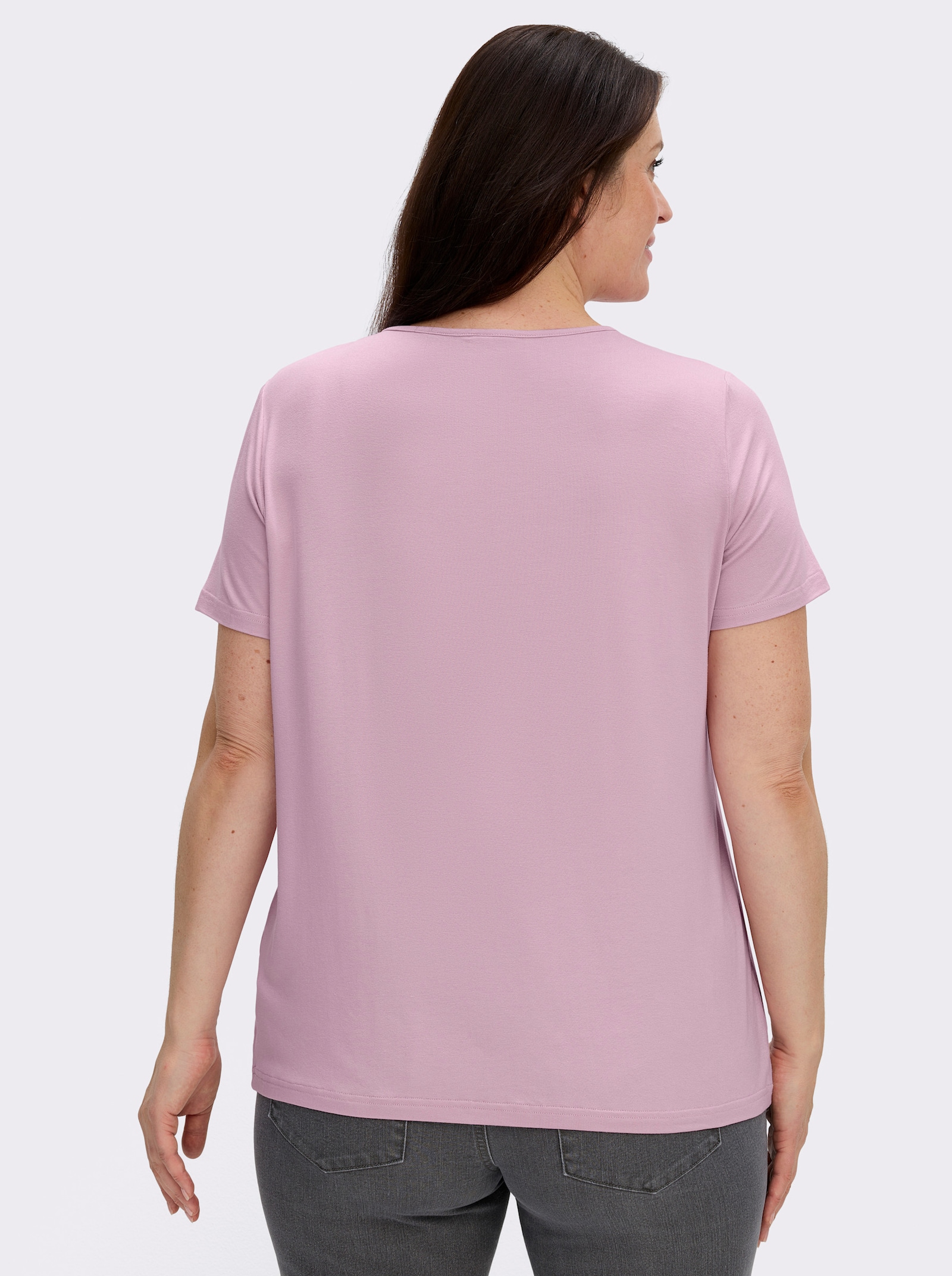  Rundhalsshirt in A-Form mit Falten - rosé