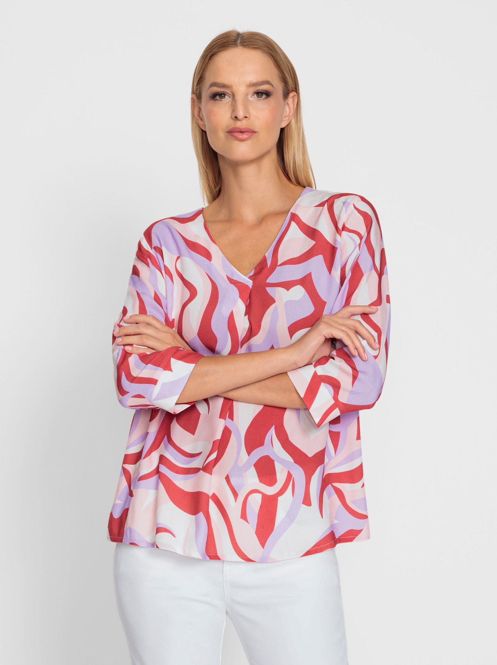 heine Druckbluse aus reiner Viskose - grapefruit-flieder-bedruckt