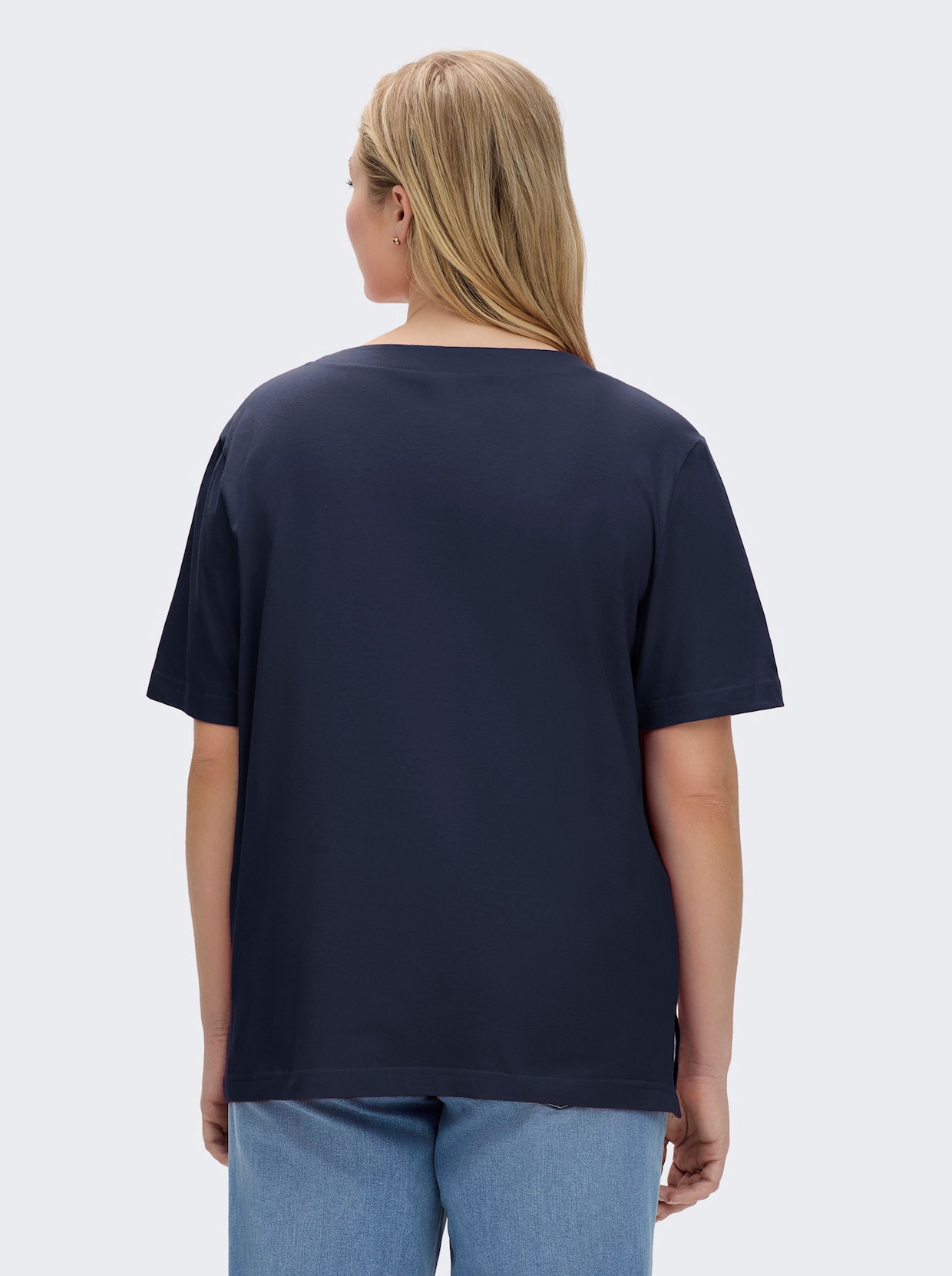 Kurzarmshirt mit Muschel-Druck - marine