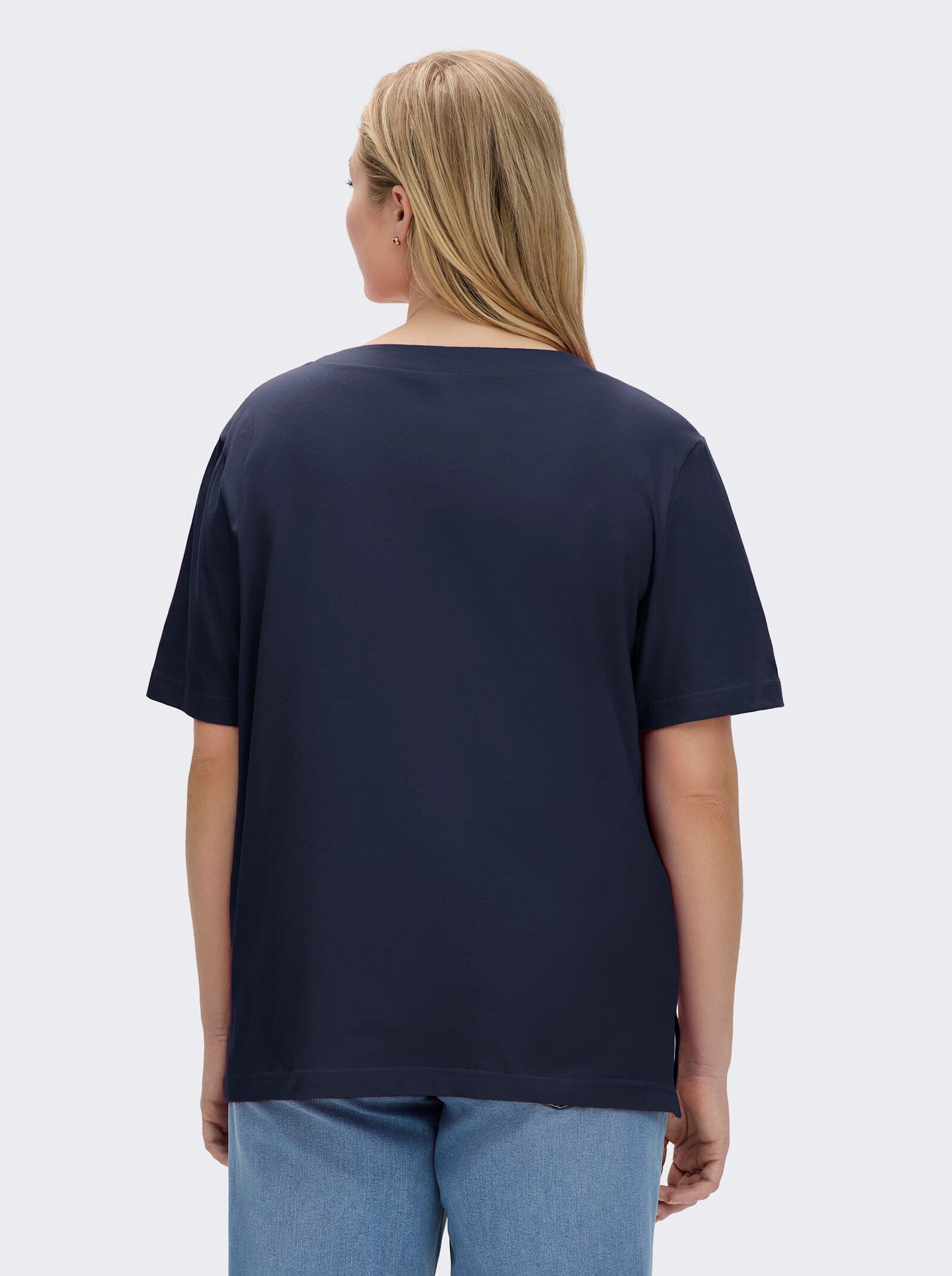 Kurzarmshirt mit Muschel-Druck - marine