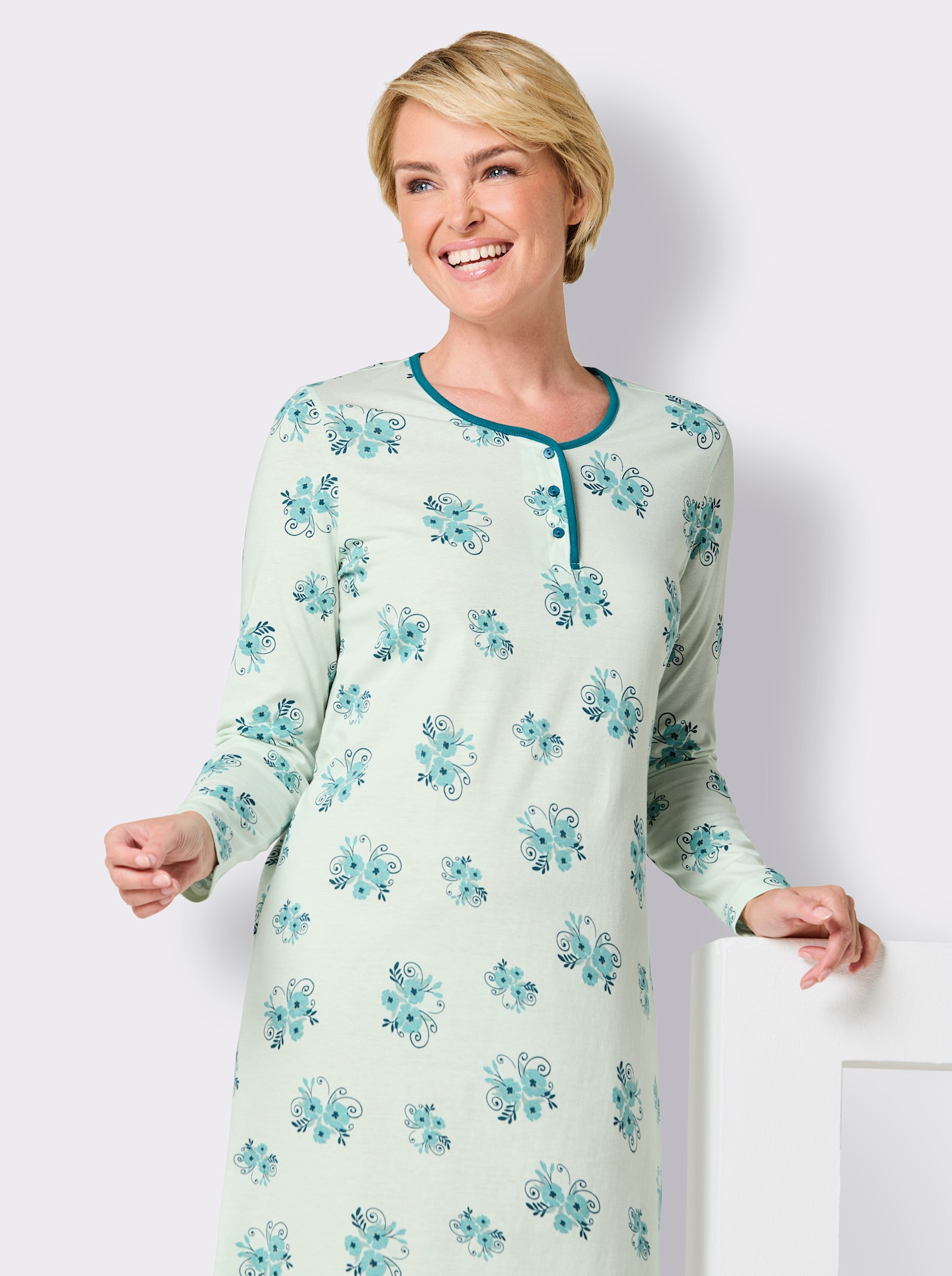 wäschepur Nachthemden - zartmint + zartmint-ozean-bedruckt