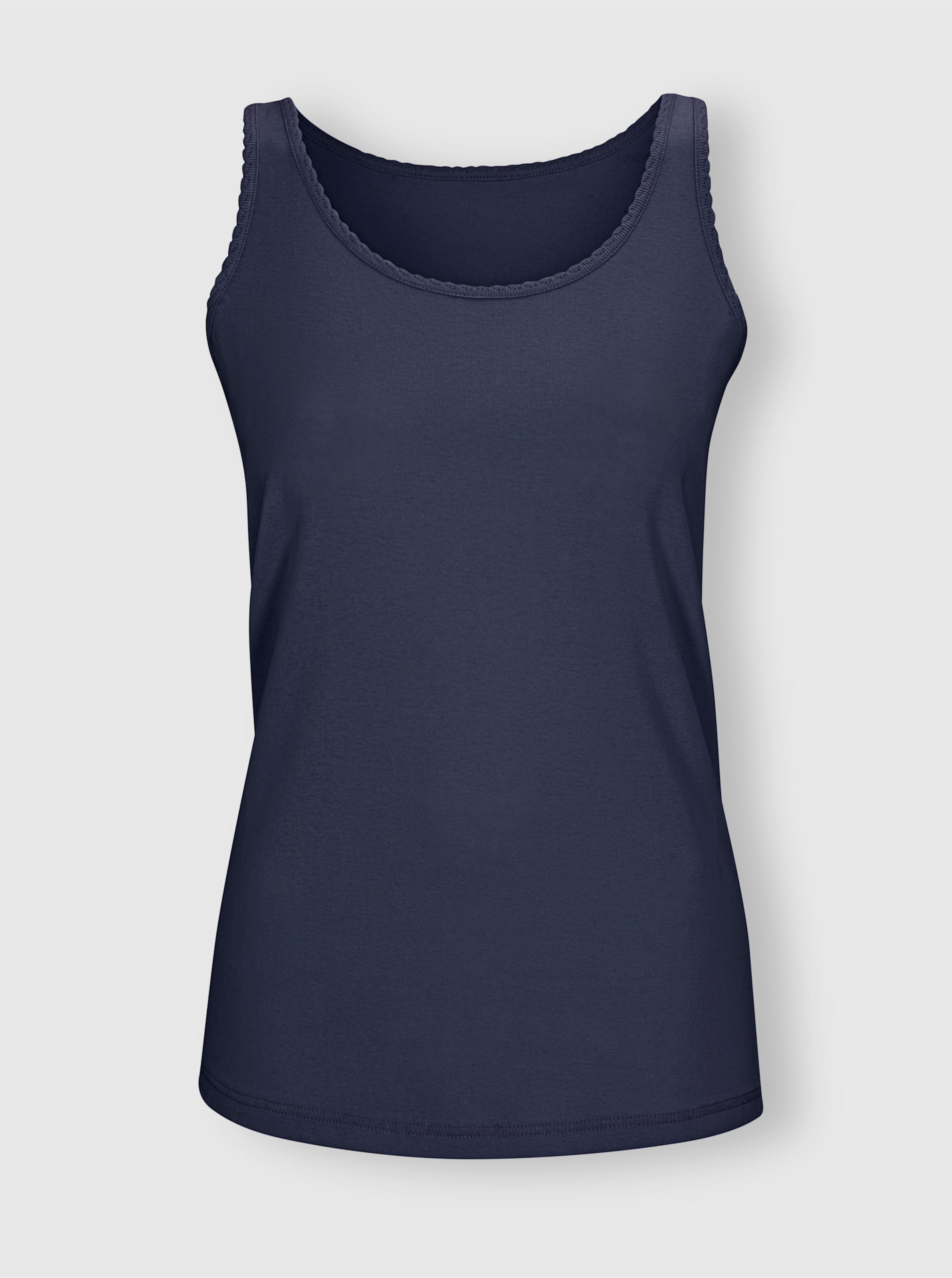 Wäschepur Damen Blau/Dunkelblau/Hellblau Achselhemd Gr. 52, 3 Stk., Normalgrößen, (Marine, Jeans, Mint), 100% Baumwolle, Rundhals, Unterhemden - Bild 3