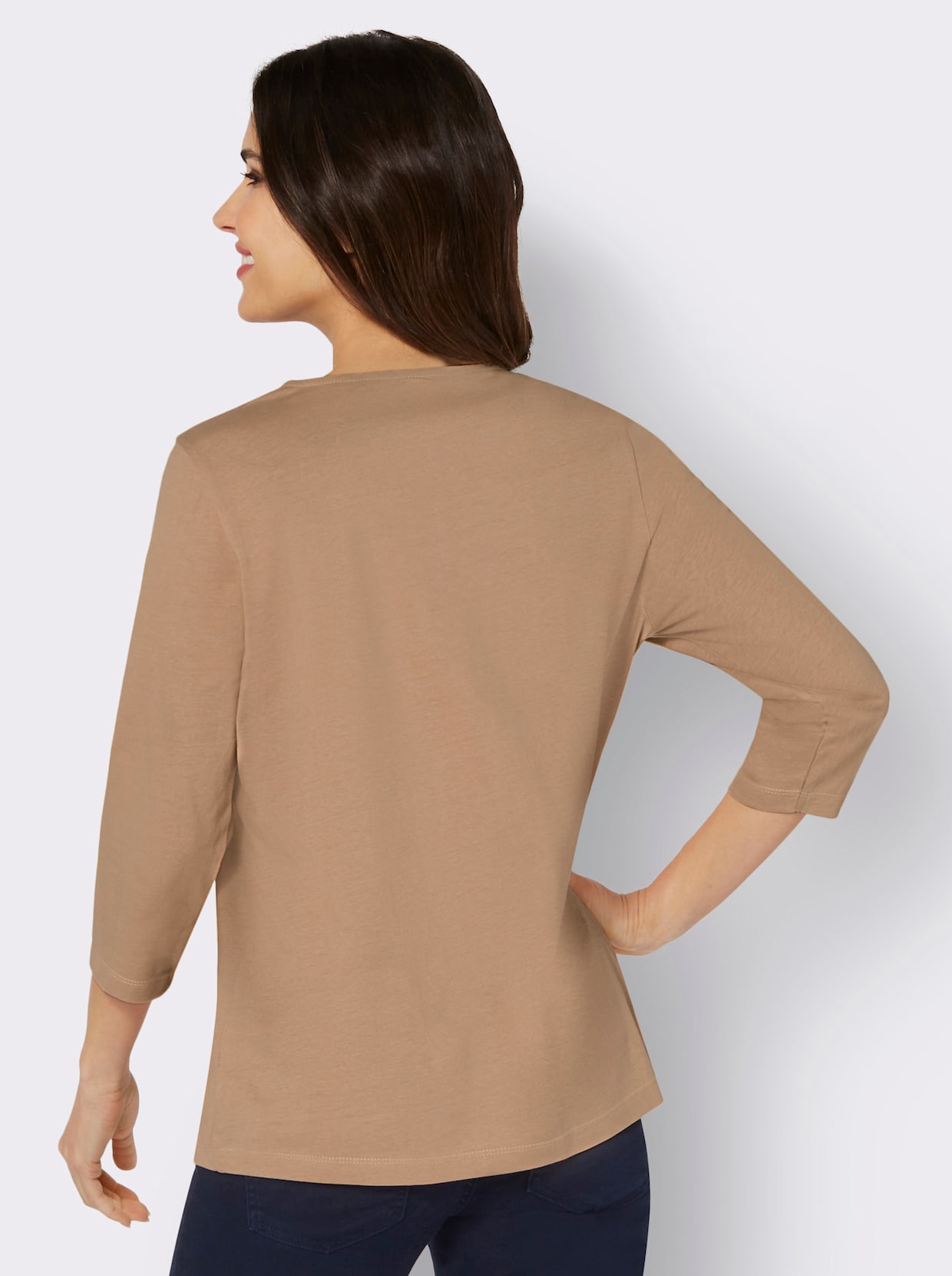 Shirt met 3/4-mouw - camel