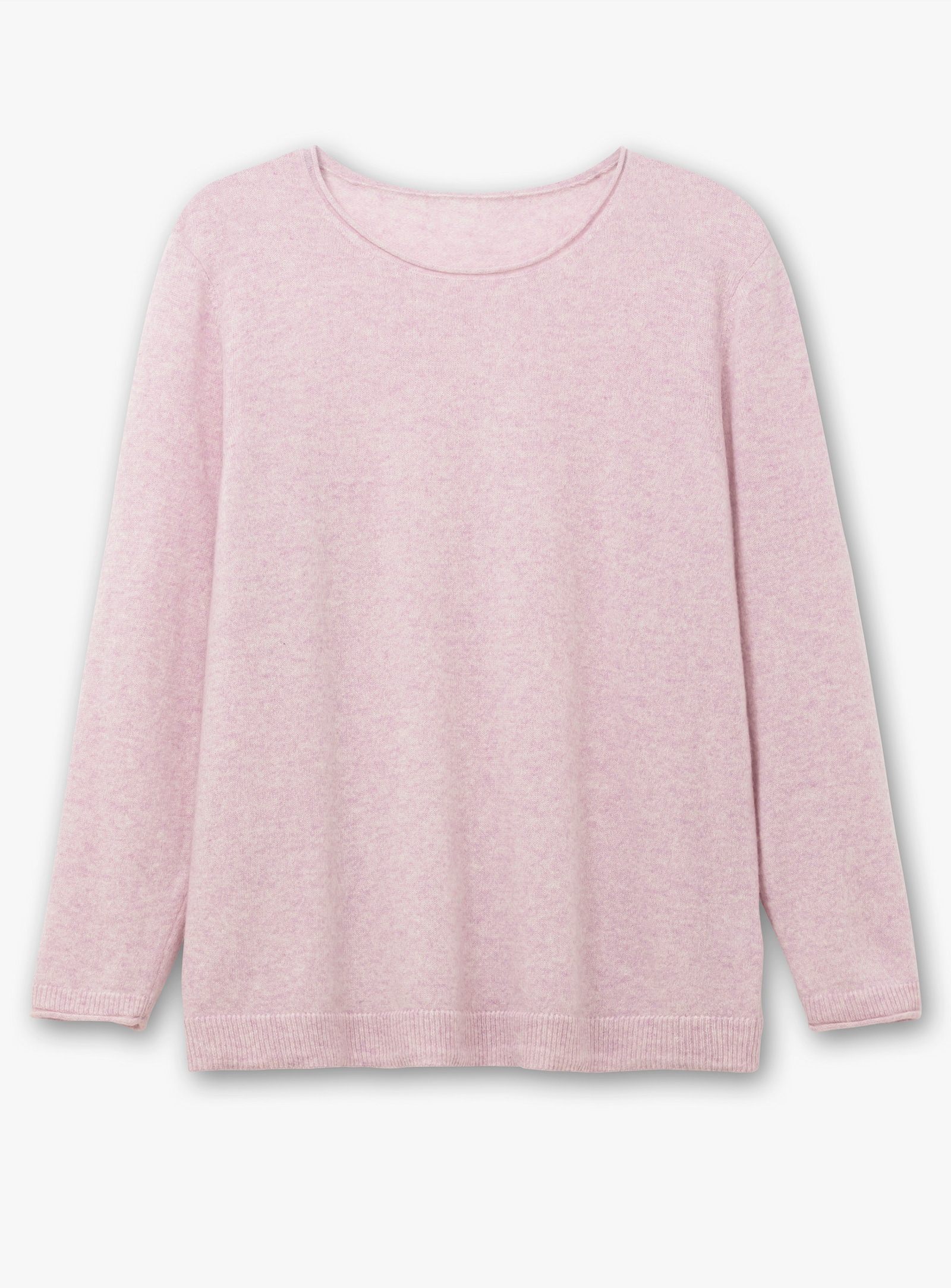 Kaschmirpullover mit Rollkanten - rosé-meliert