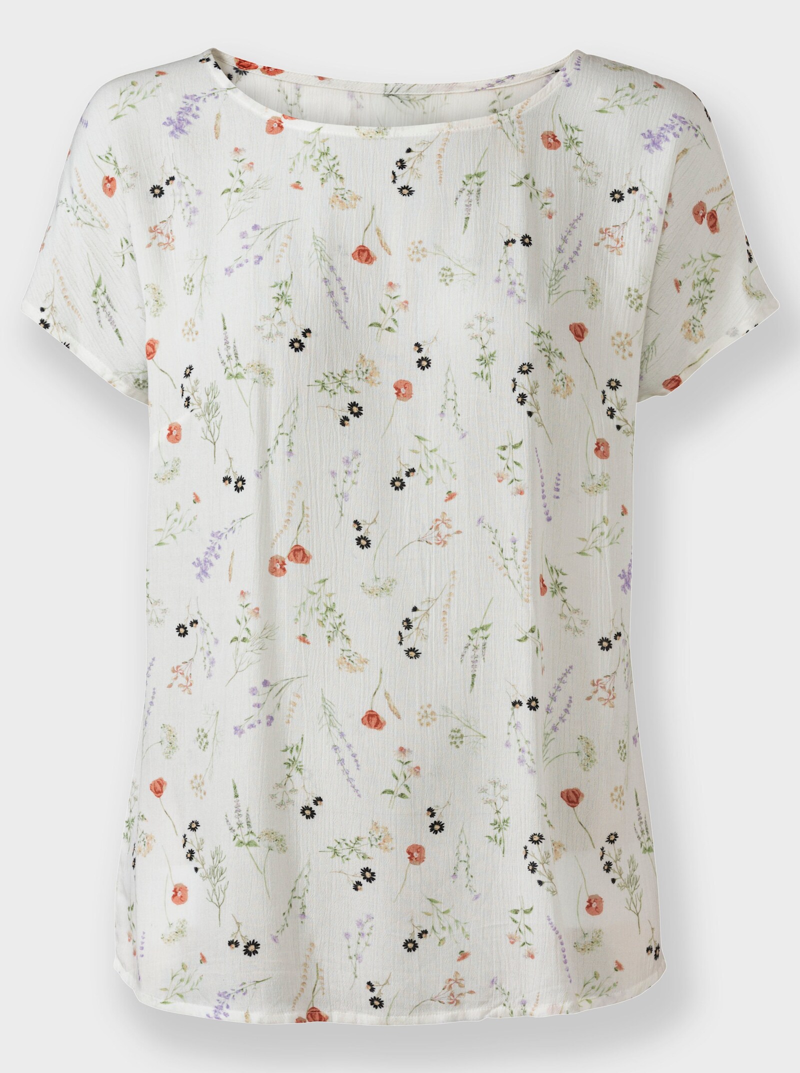 Comfortblouse met bloemetjesprint - ecru geprint